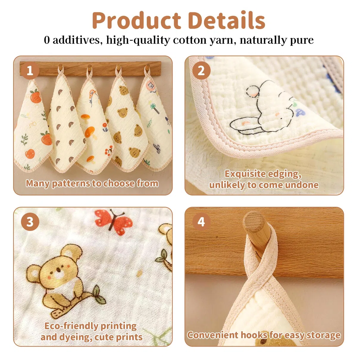 10 Piezas Muselinas Bebé Algodon 25x25 cm, Suaves Absorbentes Transpirable Paños de Muselina para Bebé, Reutilizables Gasas para Bebes Nacidos Blanco