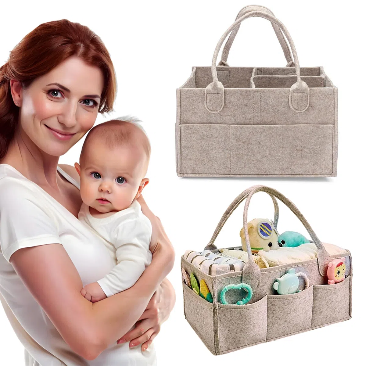 Cesta Organizadora Bebe, Organizador Pañales para Bebé, Pañal Para Bebé, Cesta Almacenamiento Portátil para Cambiar Pañales