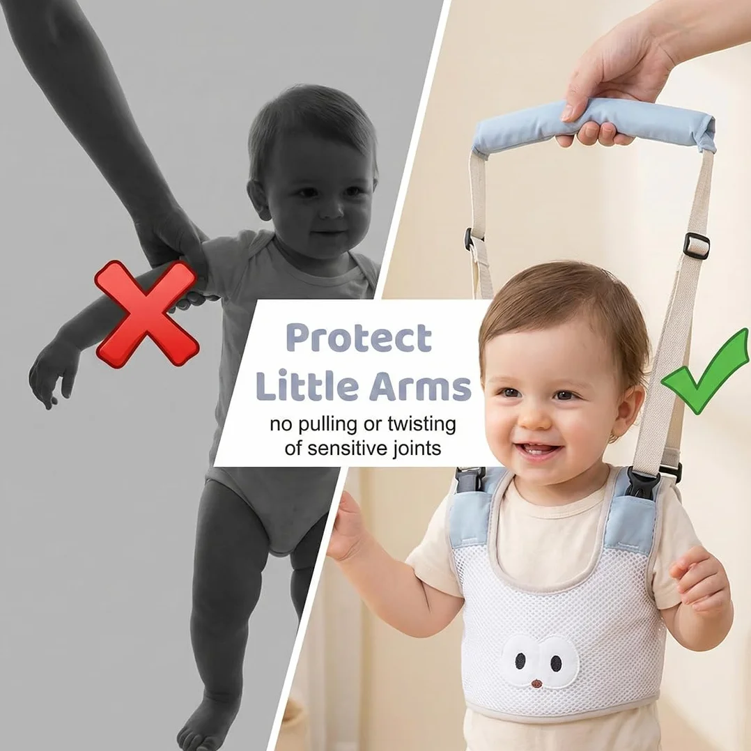 Arnés de Seguridad para Caminar Arnes Bebes Ajustable Arnés de Bebe con Hebilla de Seguridad y Calcomanías Mágicas Transpirable Cinturón de Andador para Bebe 7-24 Mes