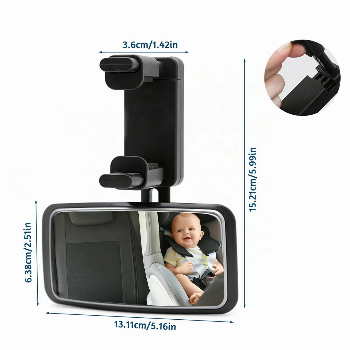 Espejo de Coche para Bebe, Rotación 360° Espejo Retrovisor Bebe Coche, Espejo de Cristal, Instalación Sencilla, Espejo para Coche para Seguridad de los Asientos Trasero