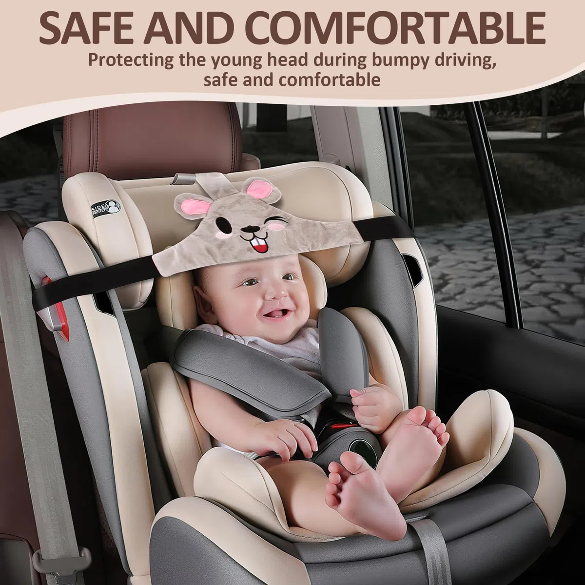 Soporte de cabeza de asiento de coche infantil de bebé, diadema de coche para niños, coche y posicionador de sueño cómodo, correa ajustable para seguridad y comodidad durante los viajes en coche