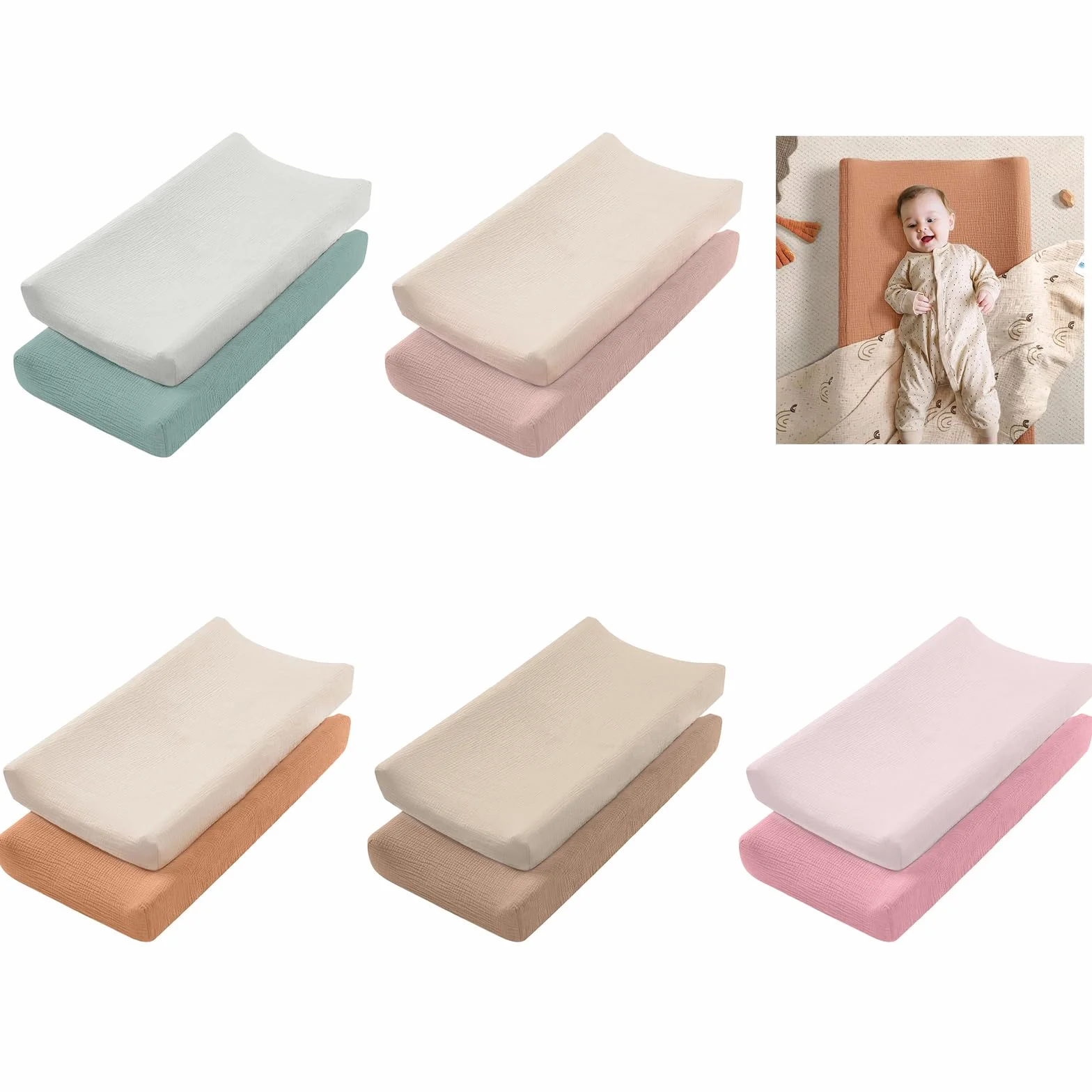 Paquete de 2 fundas protectoras suaves y cómodas para cambiador de pañales para bebé