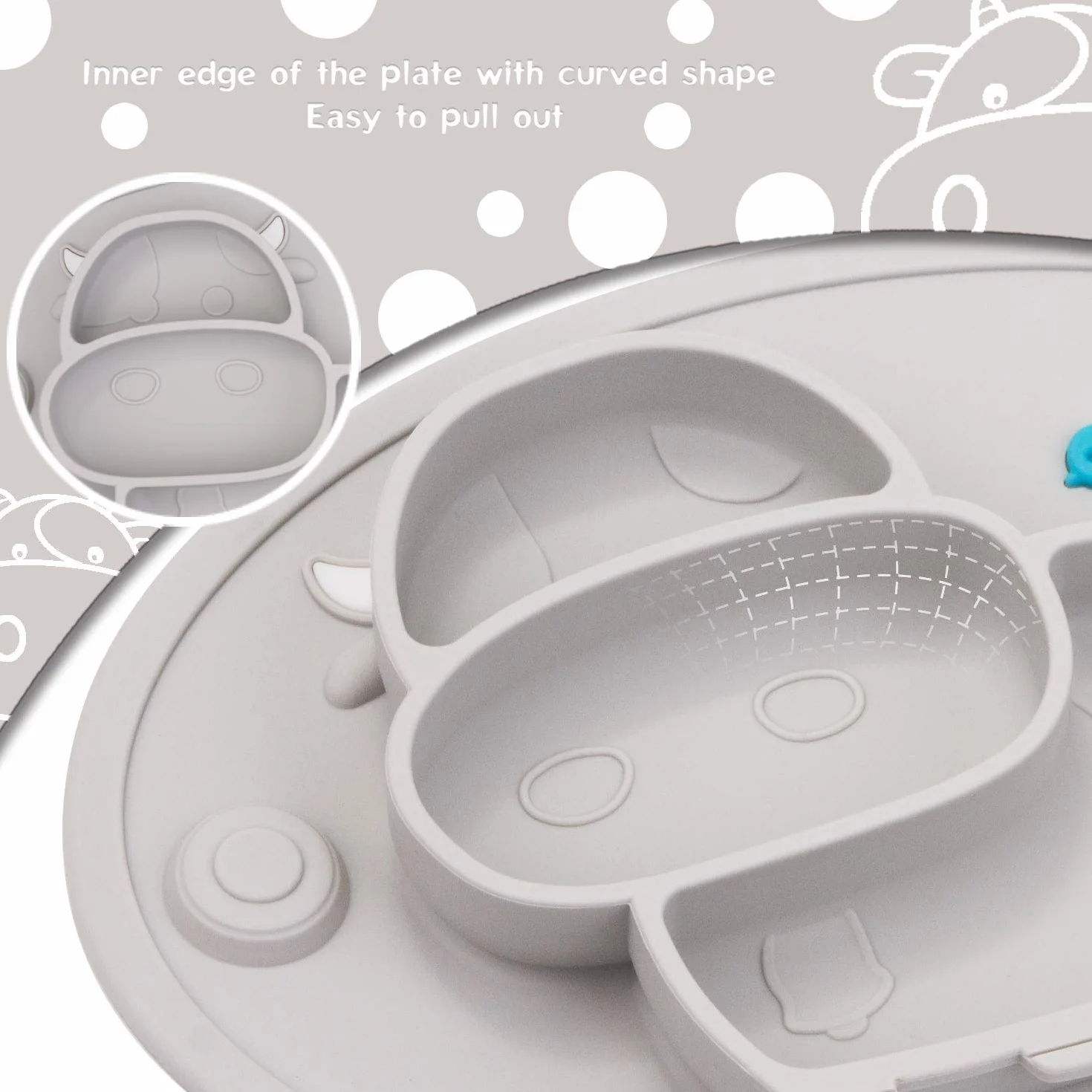 Mantel individual de silicona para bebés, placa de alimentación antideslizante para niños pequeños Bebés Niños con fuerte succión Se adapta a la mayoría Bandejas para Tronas