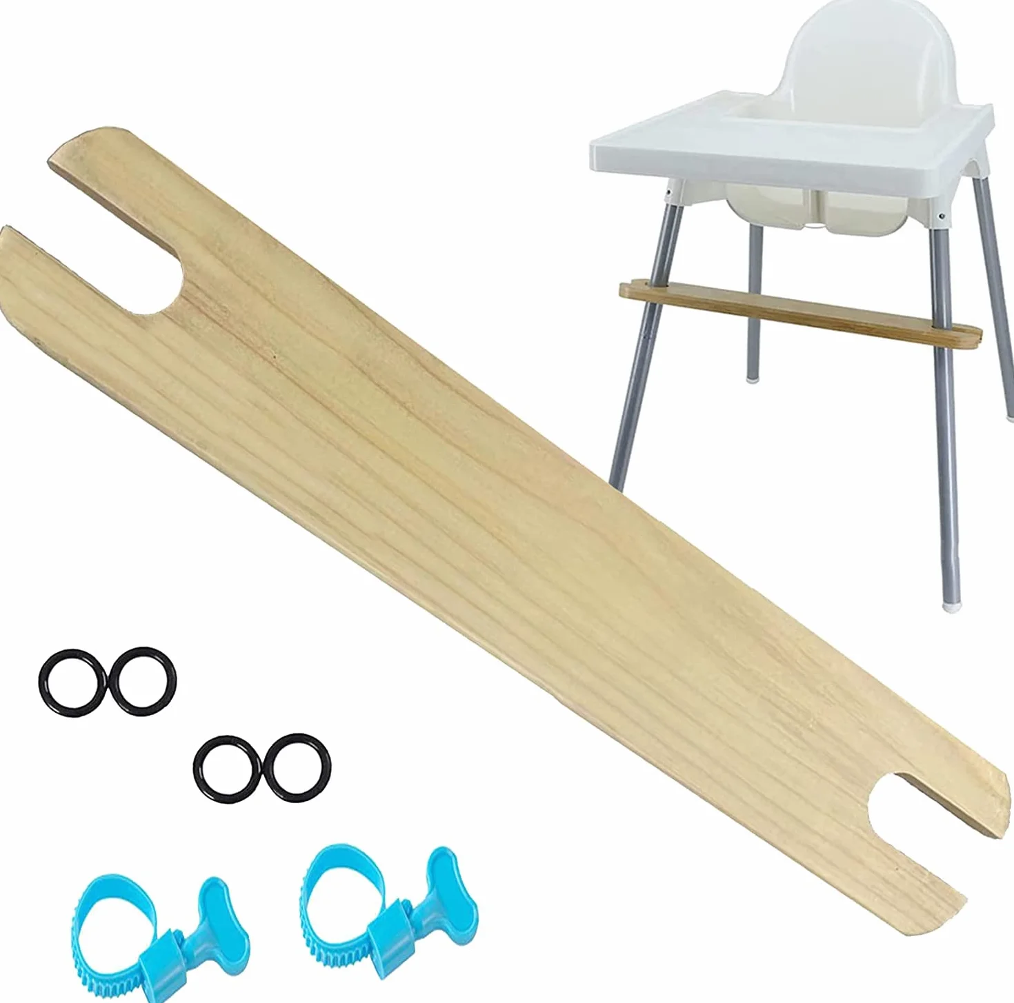 Reposapiés Antideslizante para Trona, Reposapiés Ajustable de Madera Natural con Anillos de Goma, Compatible con la Trona Antilop de IKEA