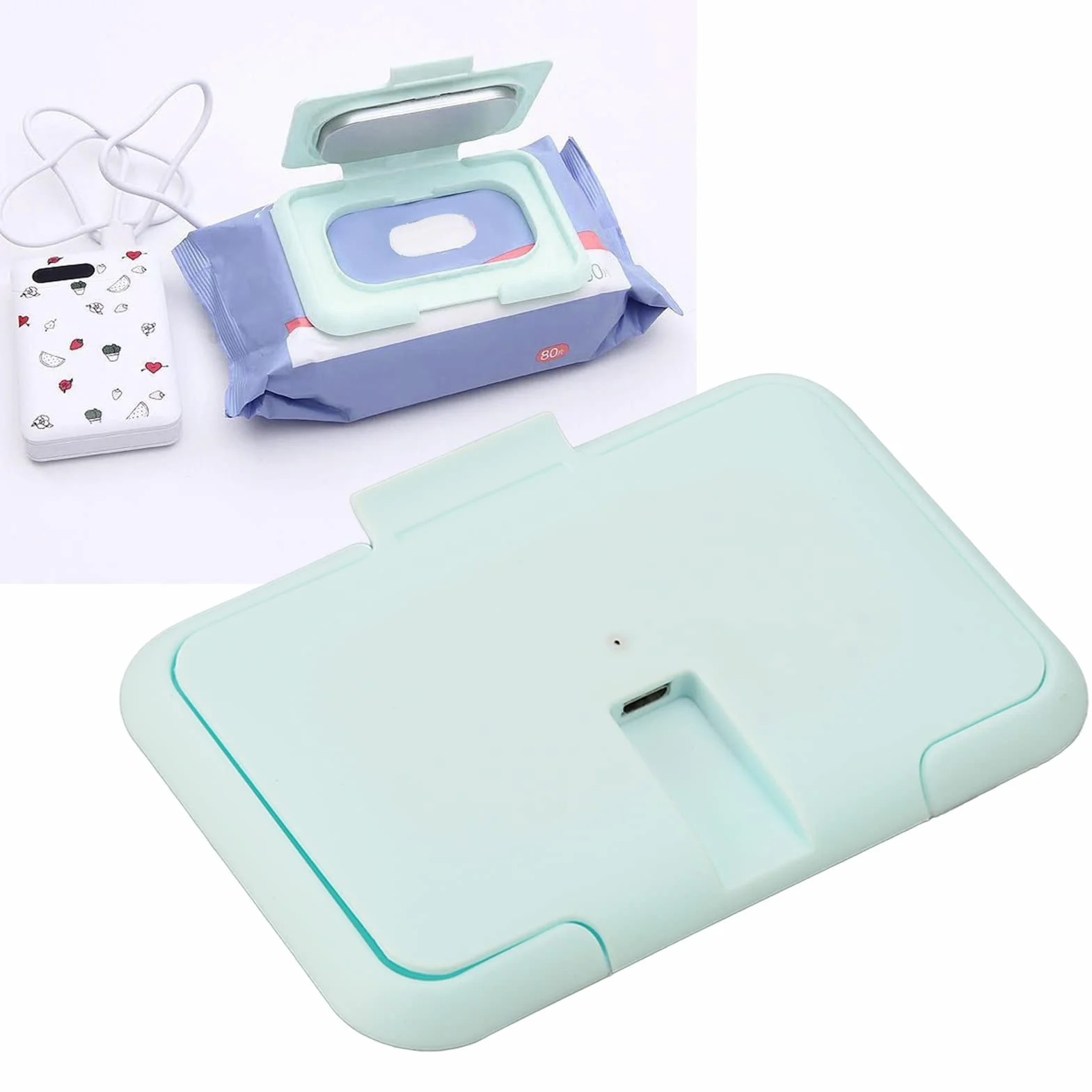 Calentador de Toallitas para Bebés, Calentador de Toallitas para Bebés, Portátil, Calentamiento Uniforme, Temperatura Constante, Toallita USB Ultrafina, Dispensador Cálido, Azul