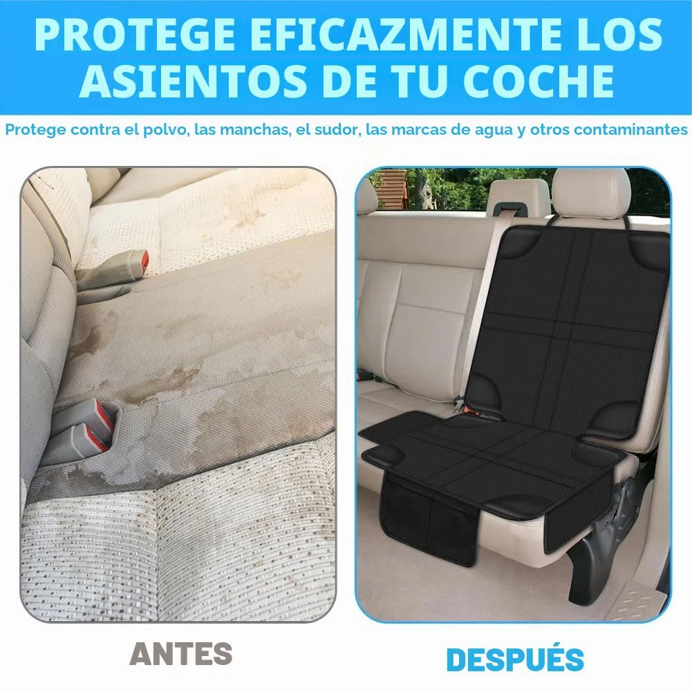 HOTUT Protector Asiento Coche, Universal Funda Coche Asiento, Antideslizante Impermeable Protector Seguro para Asiento Infantil, Compatible Isofix, con 2 Bolsillos de Almacenaje, para SUV, Sedán