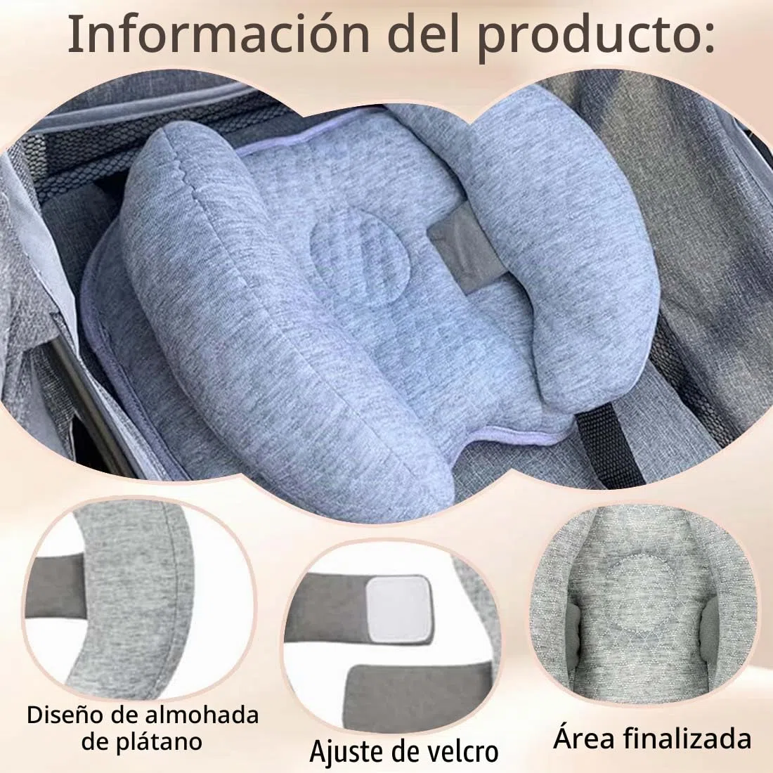 Almohada cervical para bebé, paquete de 1, almohada cervical para recién nacido, almohada cervical 2 en 1, almohada de viaje para apoyar la cabeza en el cochecito