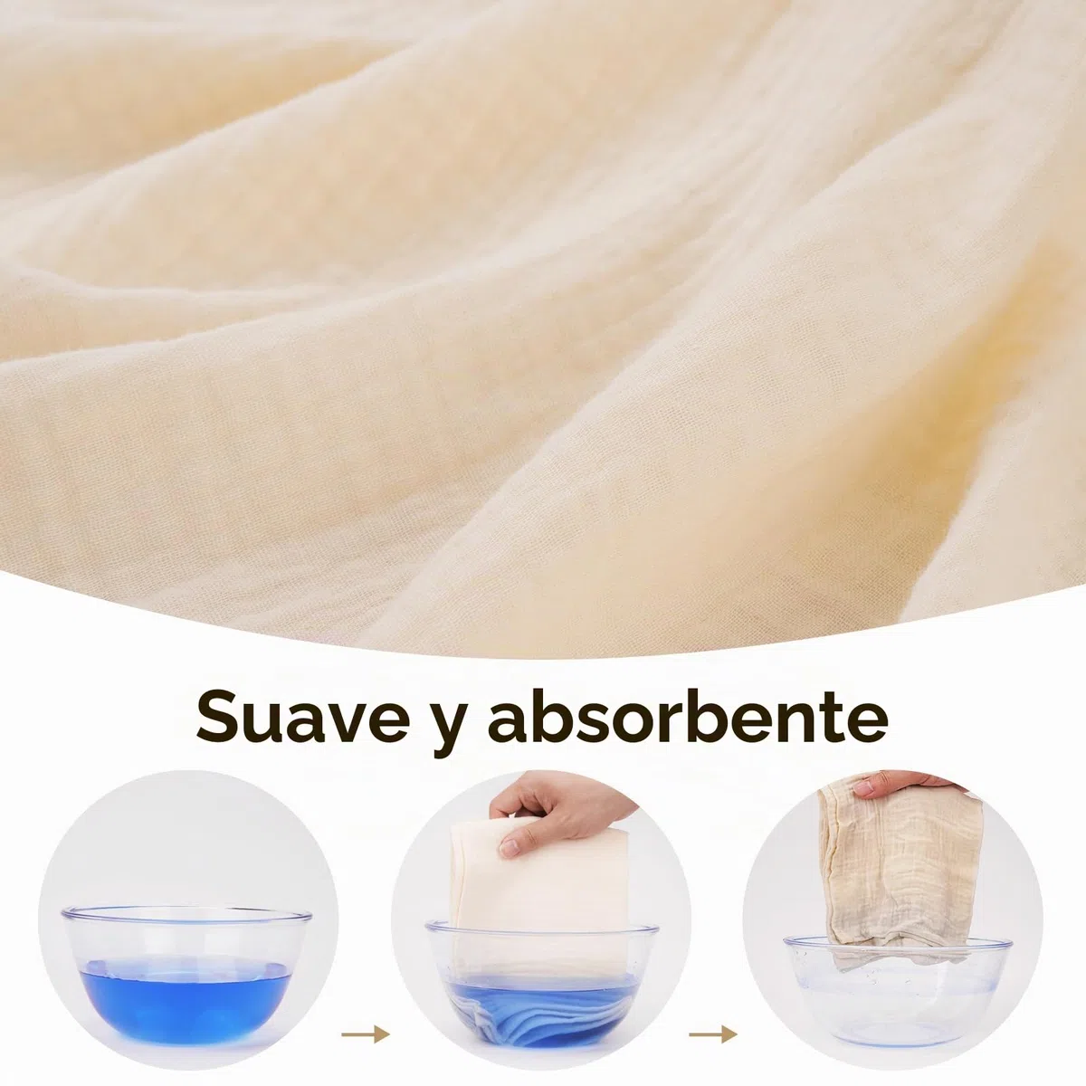 Muselinas Bebé Paño 60x60 cm, 100% Algodón Super Absorbentes Suave y Transpirable Gasas para Bebes Toallas Bebe de Muselinas para Recien Nacido Niñas Niños, 4 Piezas, Marrón