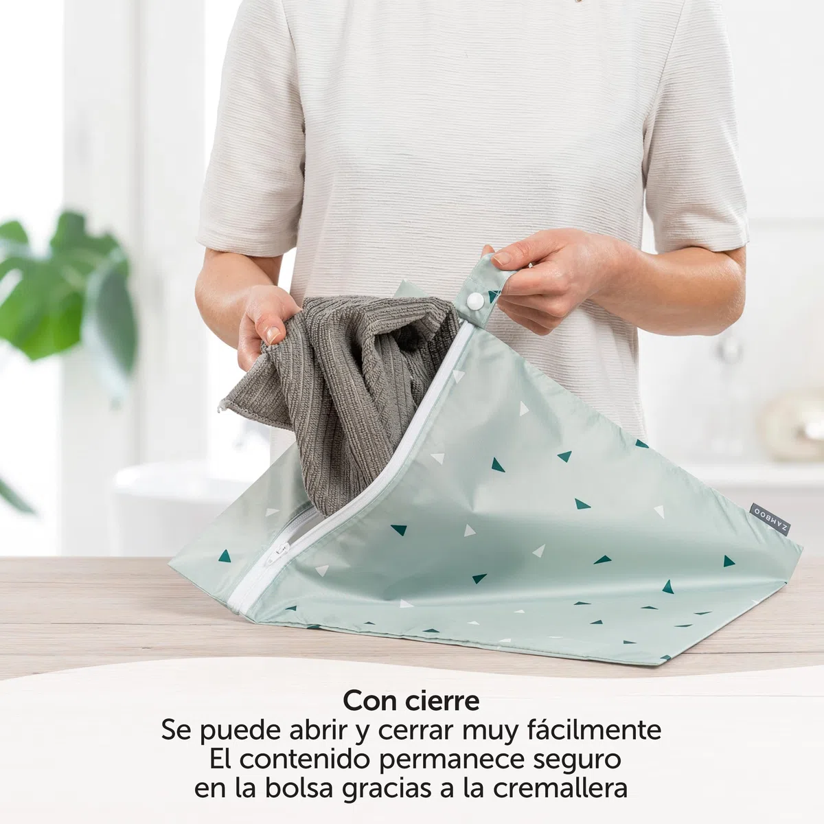 Zambo Bolsa Pañales Bebe Repelente al Agua 3 Uds, Bolsa Muda Guarderia Certificadas Sin Sustancias Nocivas, Set de Bolsas de Tela con Cremallera 3 Tamaños - Verde