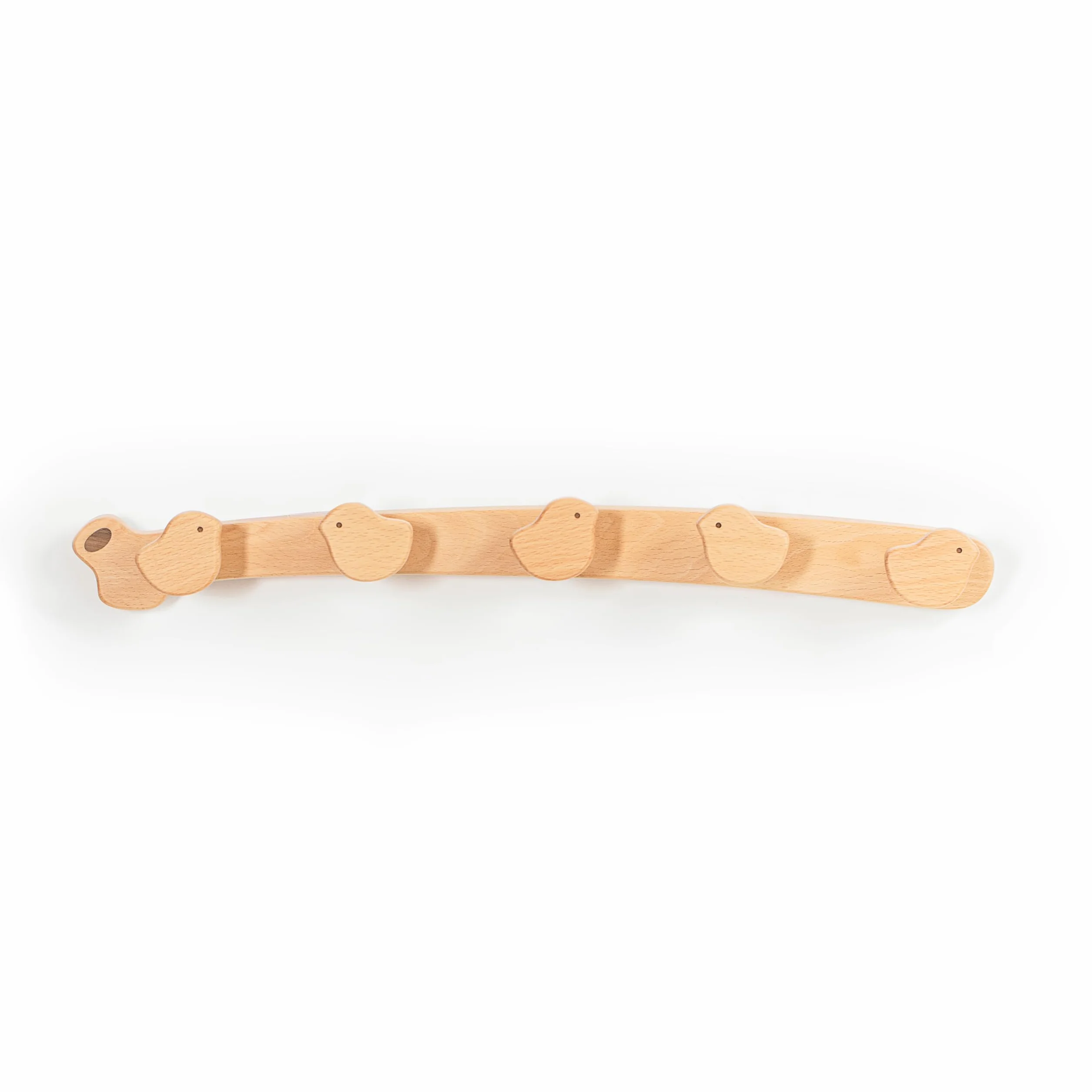 Flappi Perchero de pared infantil de madera con 5 ganchos 50 cm Diseño de pajarito Colgador decorativo para habitación infantil o pasillo