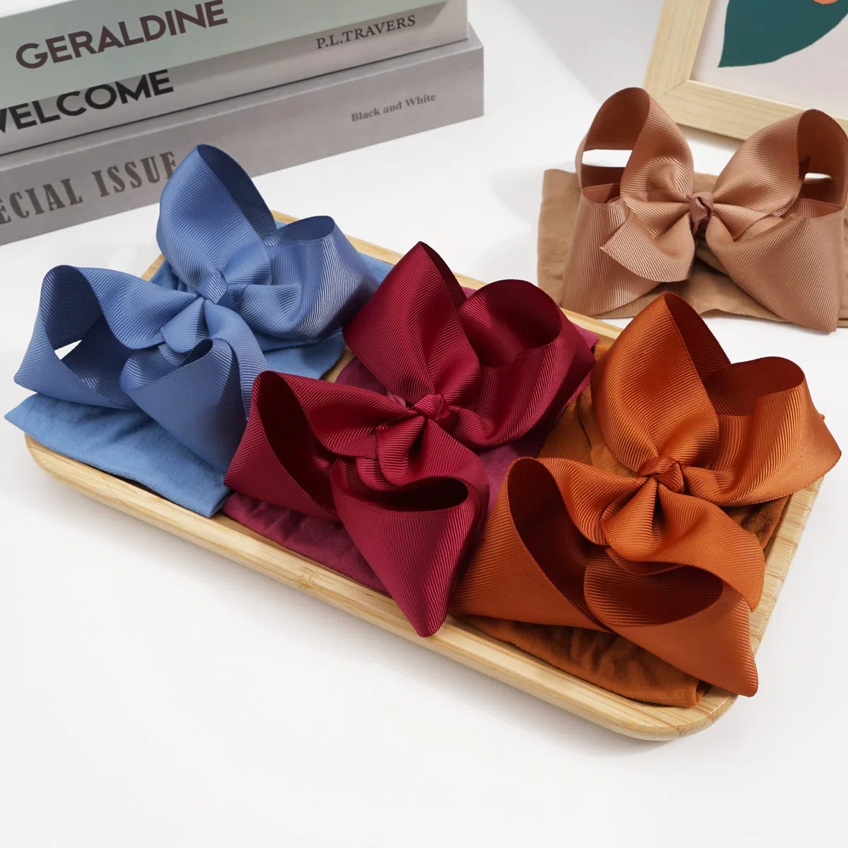 JOYOYO 12 diademas para bebé con lazos para el pelo de bebé, diademas anchas para niños pequeños con bonitos lazos grandes de 6 pulgadas