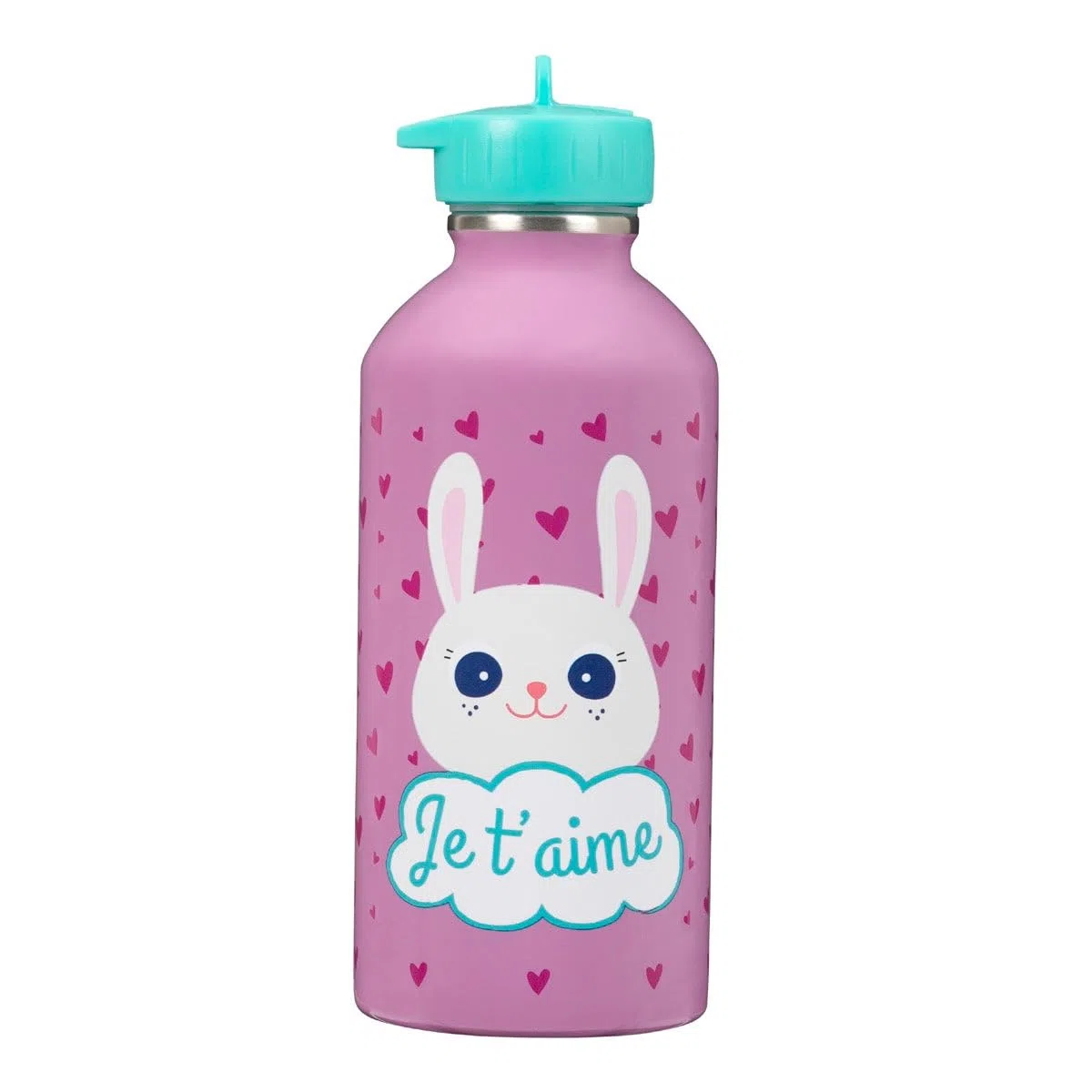 DRAEGER PARIS 1886 - Botella Infantil de Acero Inoxidable con Mensajes Personalizados - Diseño de Animales Adorables - 300ml - Fácil de Usar y Limpiar - Ideal para Escuela y Actividades - Je t'aime