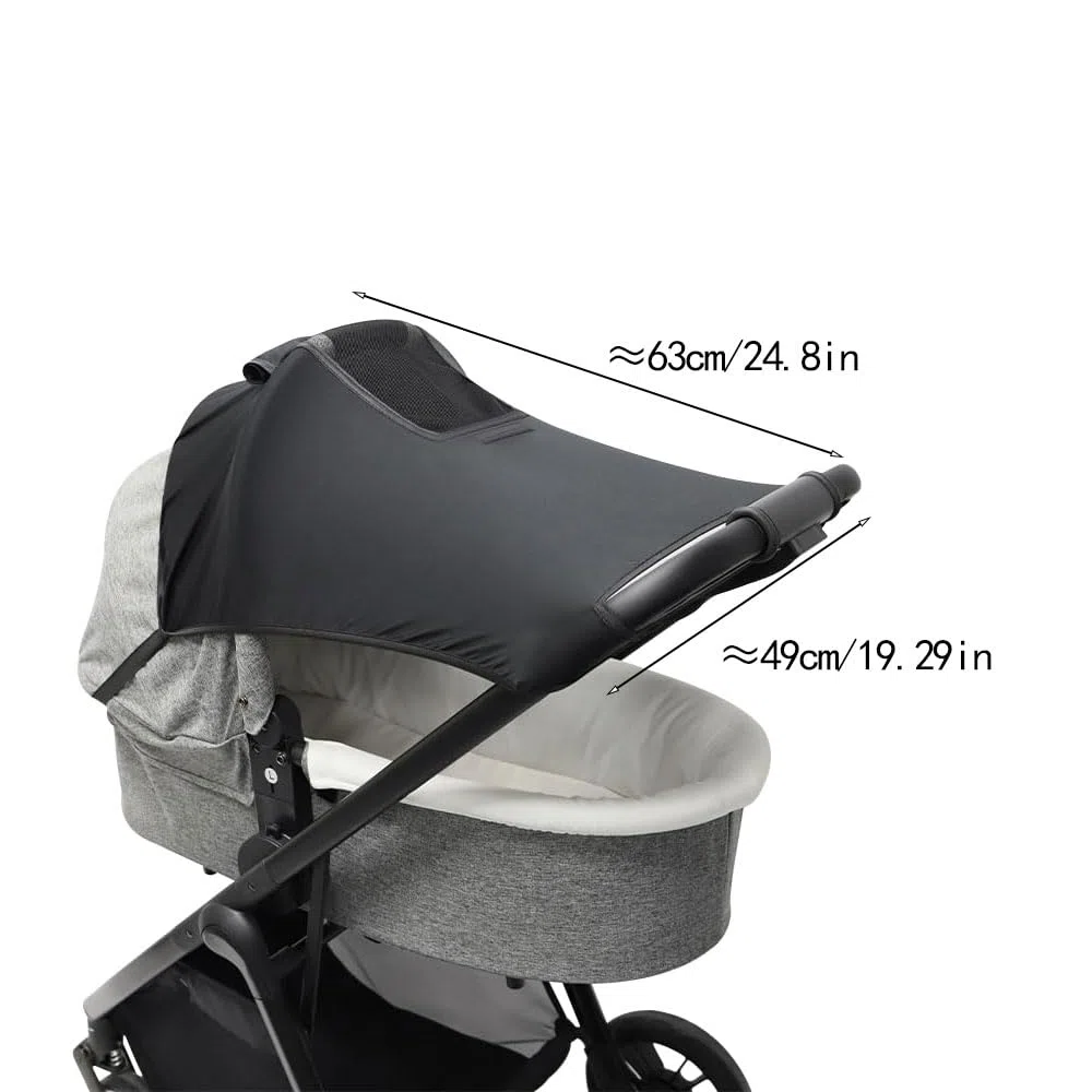 parasol carrito bebe, sombrilla carro bebe universal Con ventana de visualización capota universal silla paseo, Protección solar cómoda y eficaz, transpirable por los laterales, negro