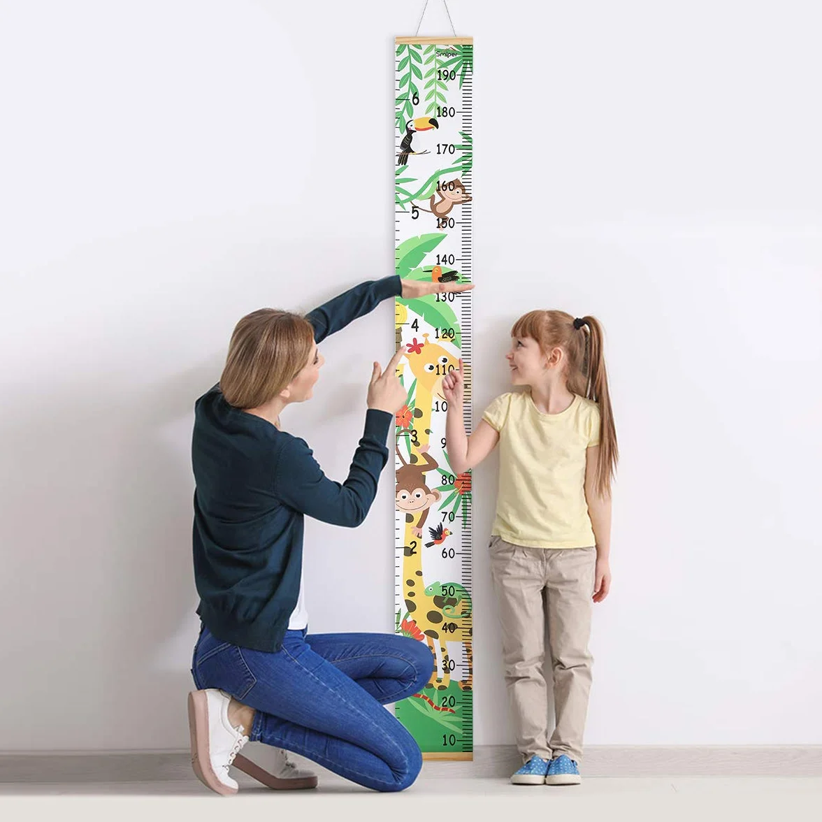 Regla para Colgar en la Pared para Bebés, Con Tabla de Crecimiento para Bebés para Decoración de Habitación de Guardería 200 x 20 cm