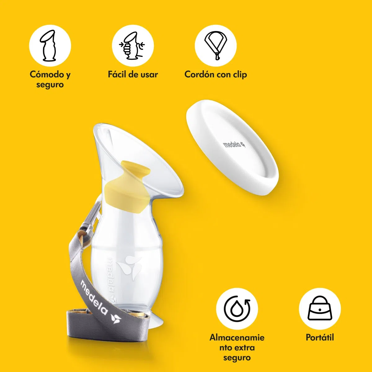 Medela Colector de Silicona para Leche Materna, Copa de Leche Materna con Base de Succión y Tapa para Almacenar Leche, Adecuado para un uso Diario
