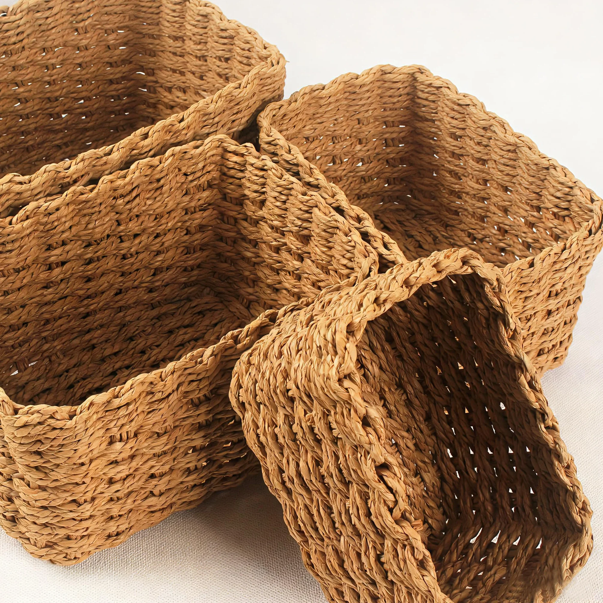 Juego de 4 Cestas de Almacenamiento Trenzadas Boho Apilables para Organizar Cambiador Cocina Salón Dormitorio