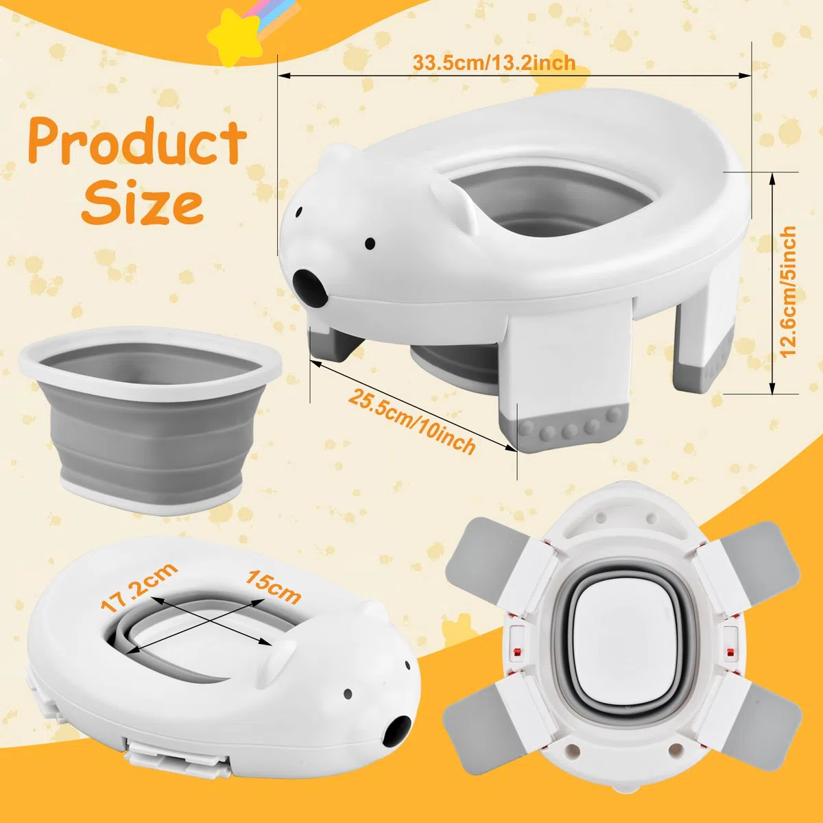 Orinal Infantil 2 in 1, Orinales Bebe WC, Aprendizaje Para Niños Water Portatil, Bater Infantiles, Asiento Nino Retrete, Asiento Inodoro Plegable para Niños Niña