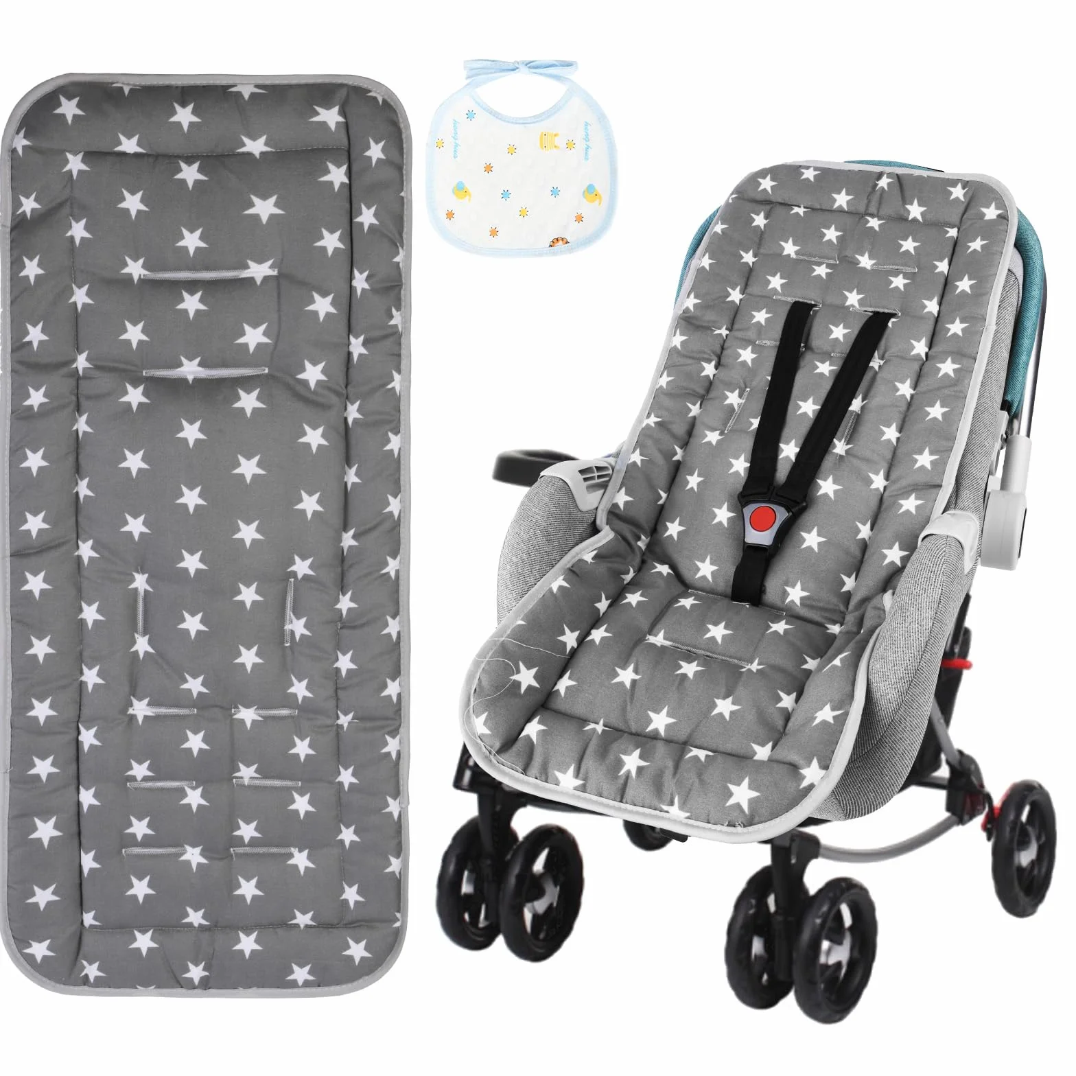 Colchoneta para Sillas de Paseo, Cojín Carro Bebe Universal, Forro de Cochecito de Bebé, Forro para Asiento de Cochecito para El Cochecito y Asiento Carro, Transpirable Suave Algodón