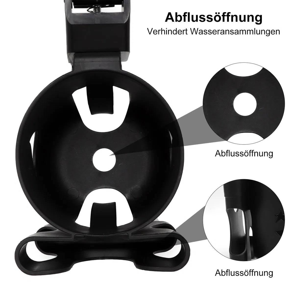 VOSSOT Portavasos Carrito Bebe, 1 Portavasos para Cochecito con 2 Ganchos para Cochecito de Bebé, con Rotación de 360 Grados, Accesorios Carrito Bebe Negro