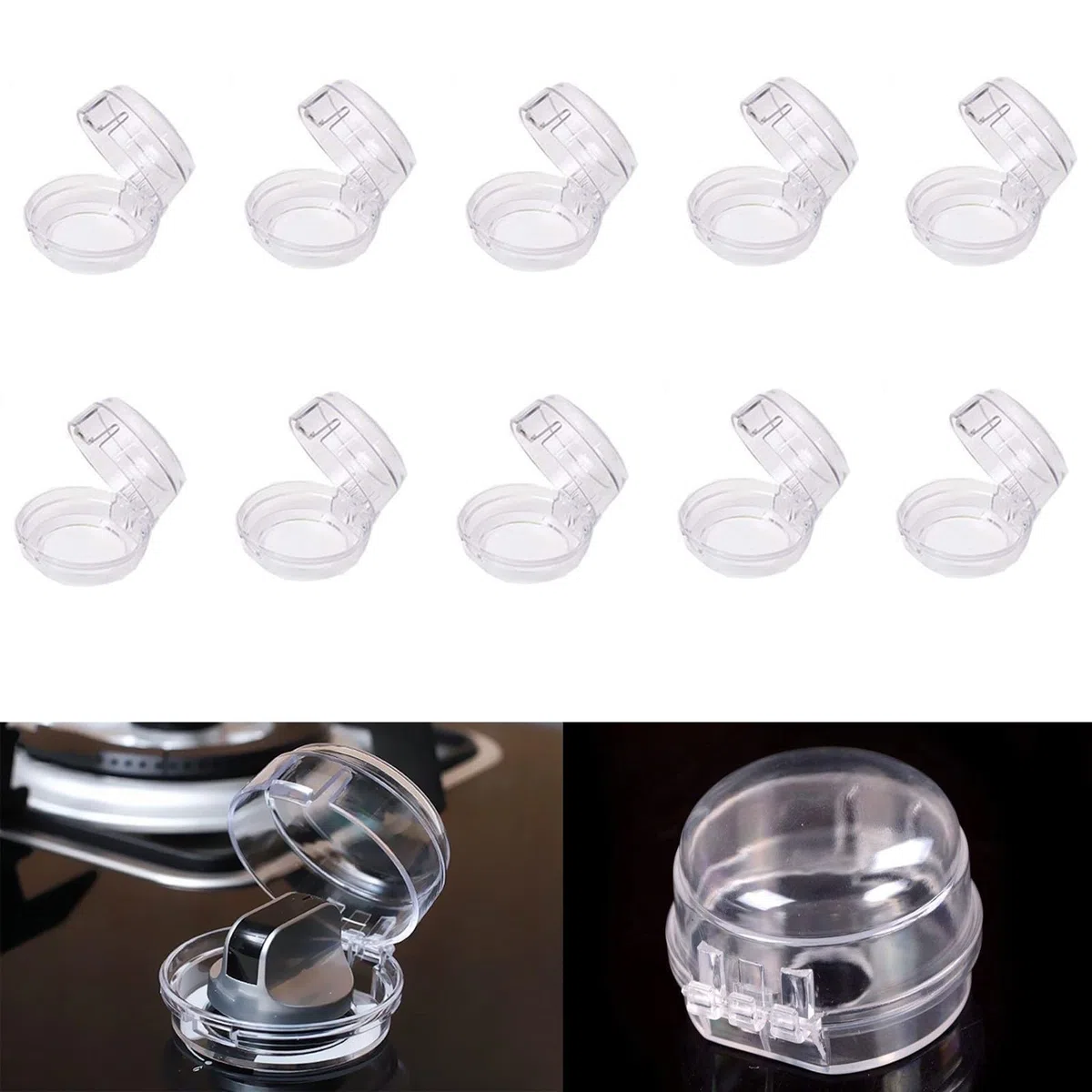 10 Piezas Cubierta Protectora de Estufa de Seguridad Infantil Transparente para Interruptor de Botón Protector de Botón para Estufas y Estufas de Gas