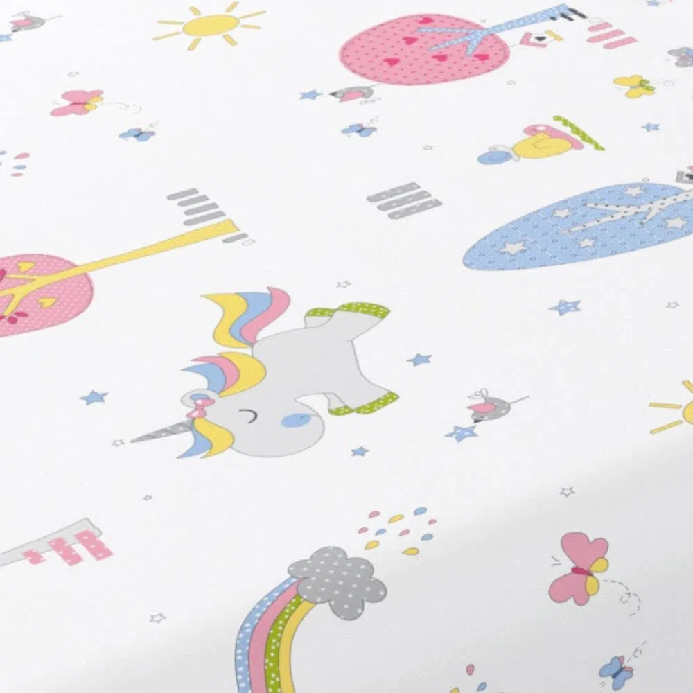HM'S HOME'SECRET Juego de sábanas Infantiles Verano de Microfibra Transpirable Mod. Unicornio (Cama de 90 cm (90_x_190/200 cm))