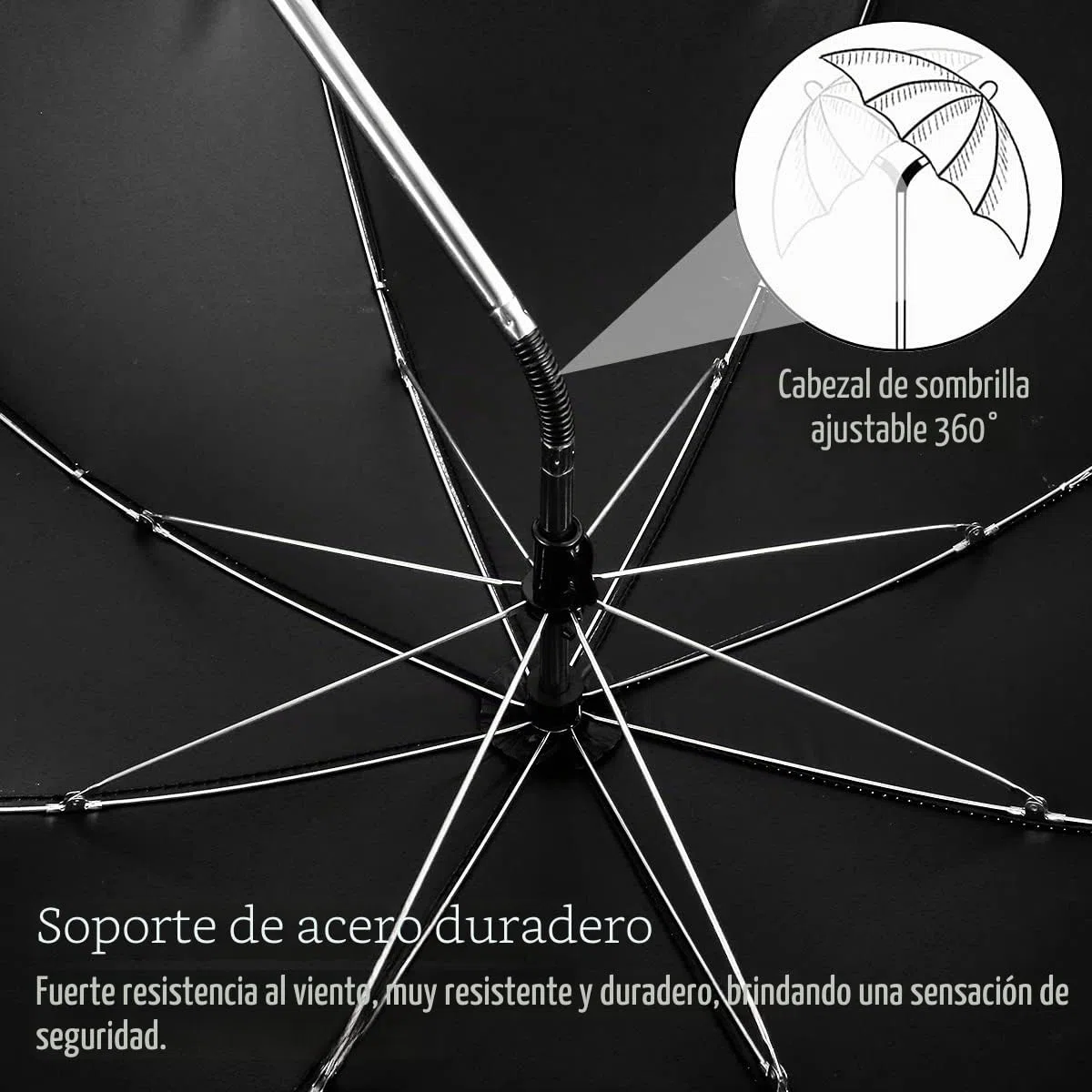 Parasol universal UV 50+ con pinza ajustable y brazo flexible para cochecito, bicicleta, silla de ruedas, silla de playa, Negro , 85CM(B)