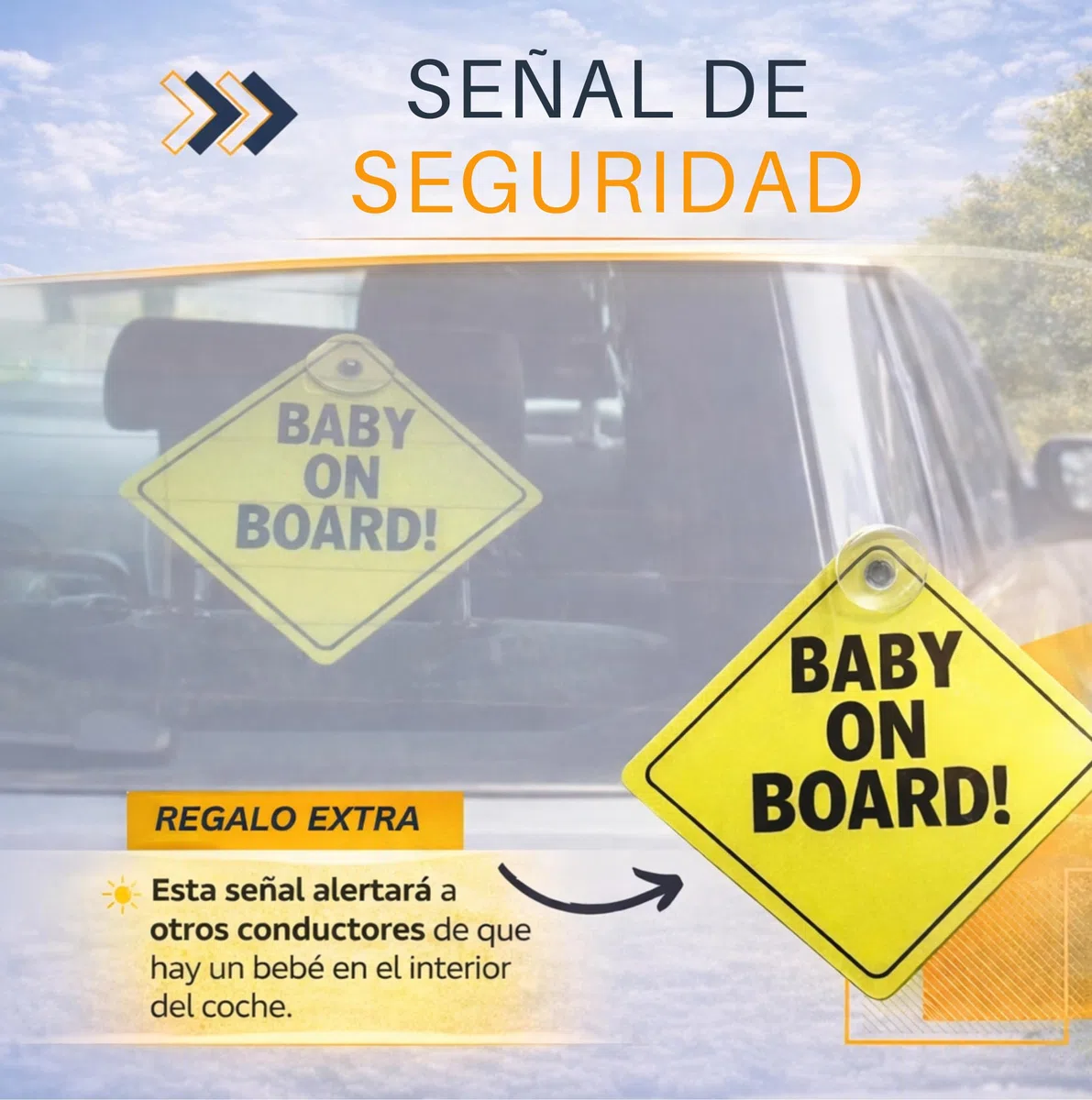 | BEBIKIS® SUPER PACK De Espejo Coche Para Bebe 100% IRROMPIBLE Para Asiento Trasero Con ROTACIÓN 360º + 2 Parasoles + Placa Baby On Board | Espejo Para Ver Al Bebé a Contramarcha En El Coche