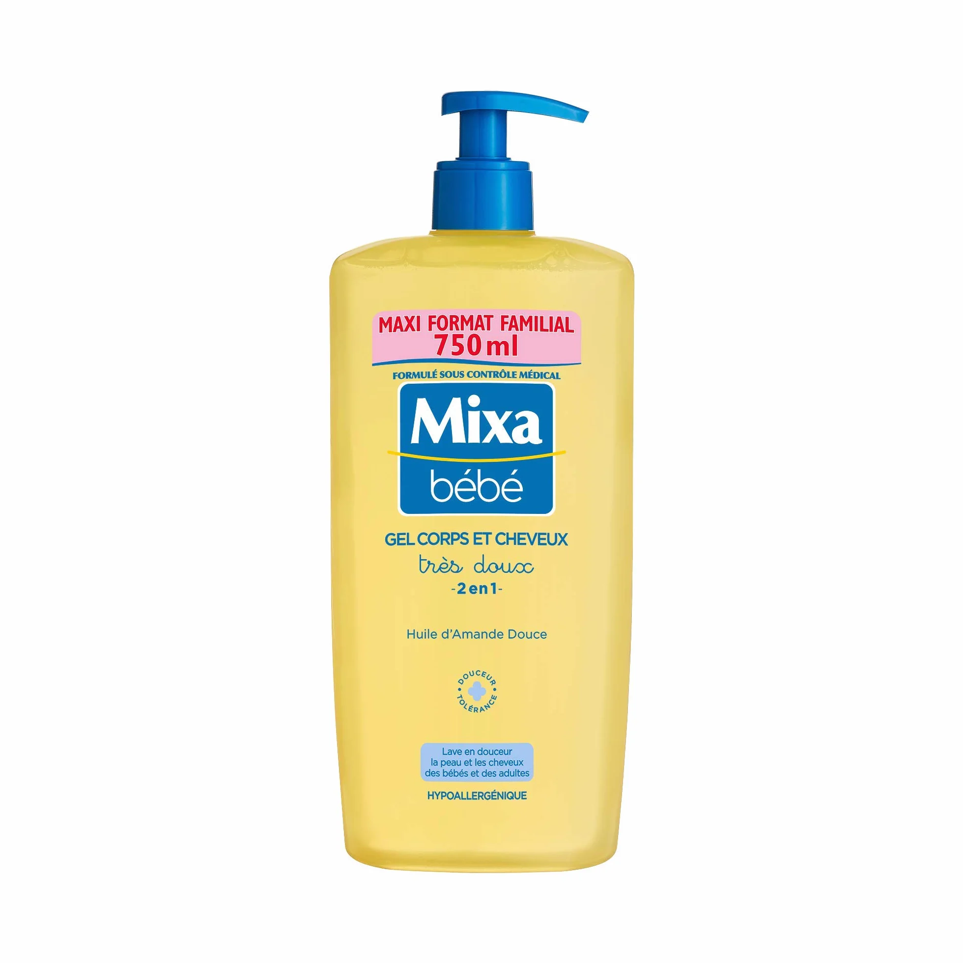 Mixa Bébé Gel Très Doux Corps et Cheveux 2en1 sans Savon Maxi Format Familial 750 ml
