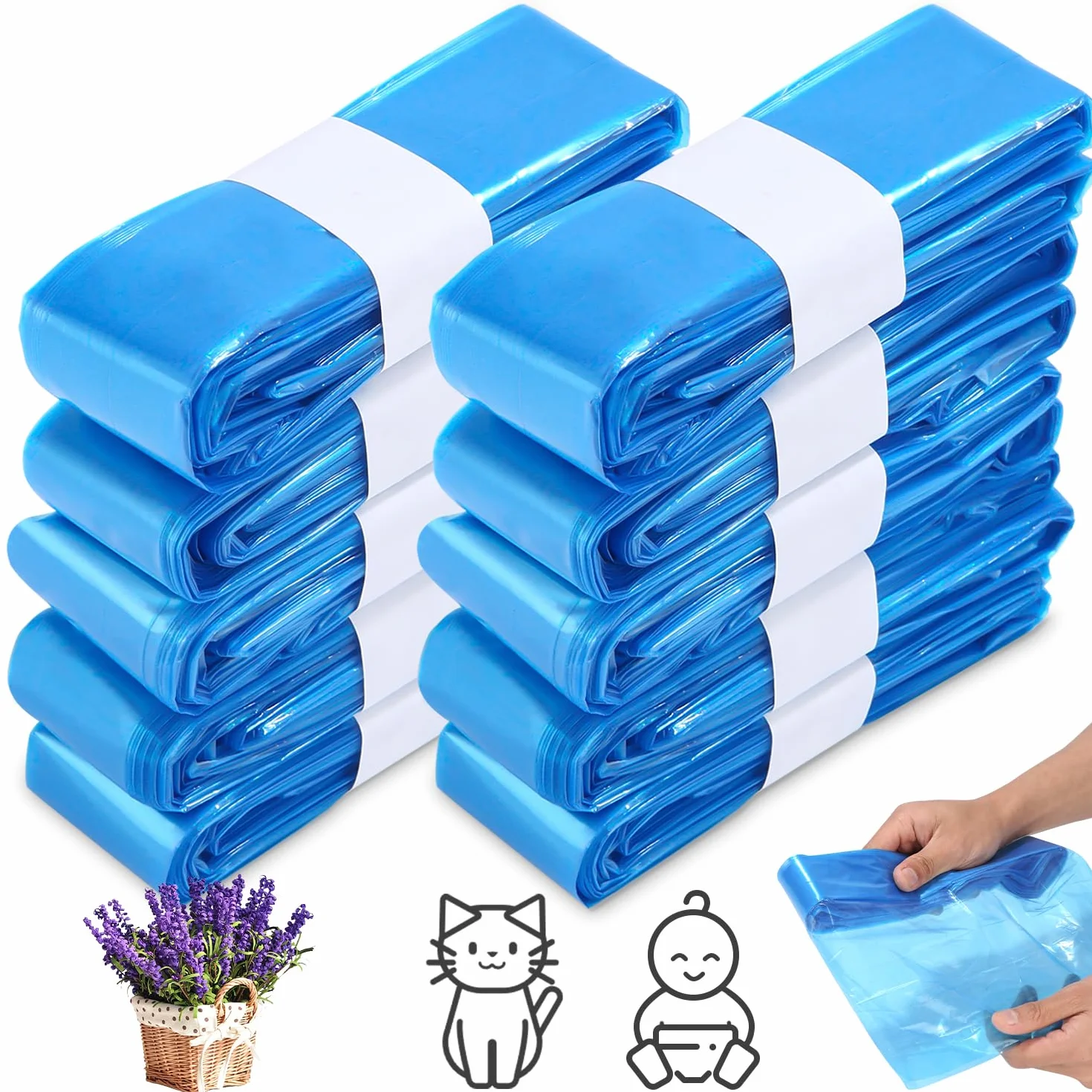 10 Recambios Contenedor de Pañales,6.5 M Recambios de Papeleras de Pañales,Capacidad para 2800 pañales,Compatibles con AngelCare & Litter Locker II (compatible con todos）