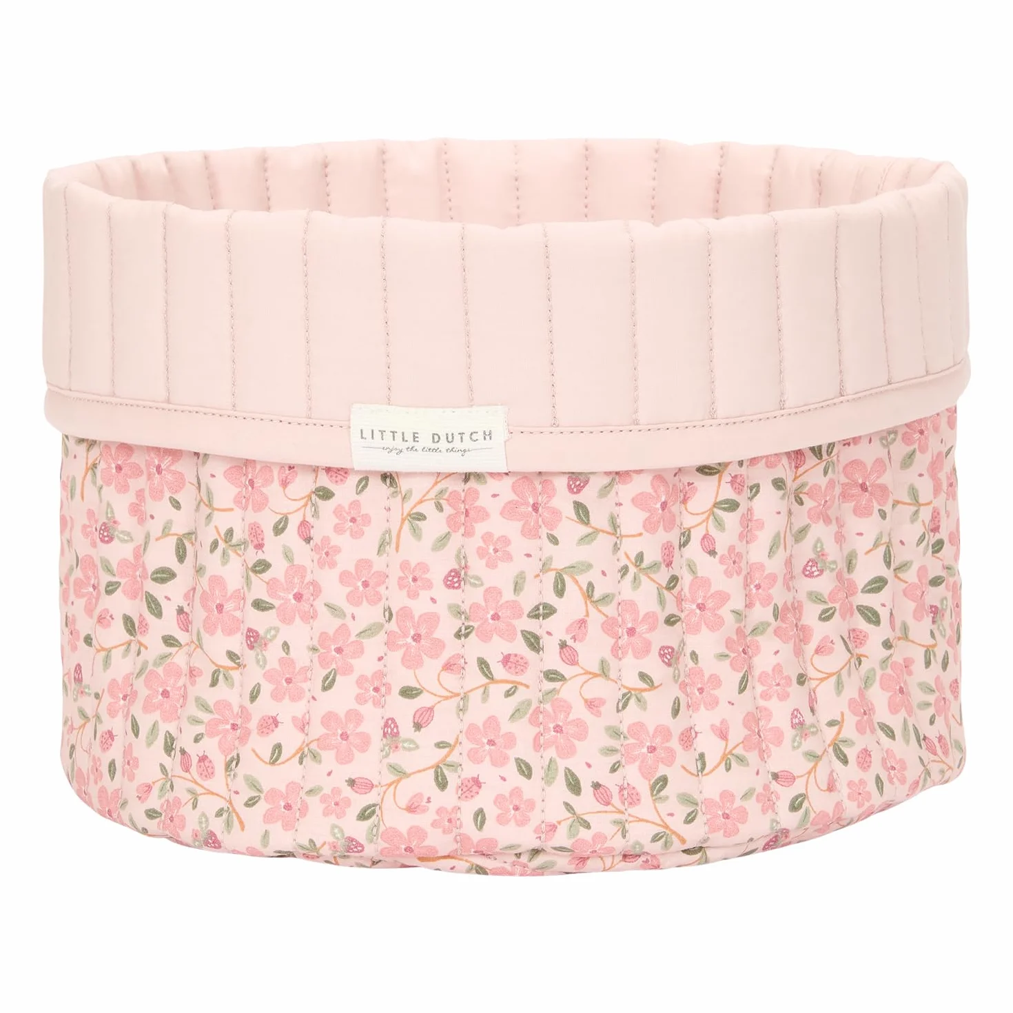 Little Dutch Cesta organizador para cambiador de bebé reversible redonda rosa jardín de hadas