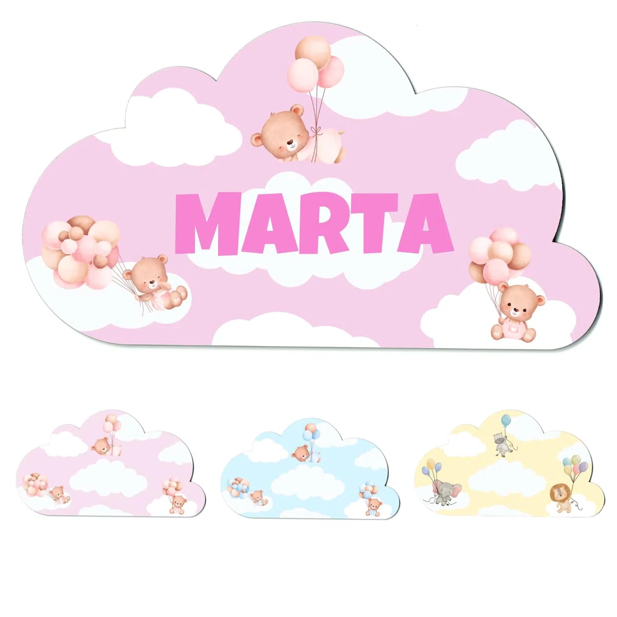Regalos para bebé recién nacido. Placa personalizada para puerta. Decoración habitación juvenil. Nombre en madera personalizado (Rosa)