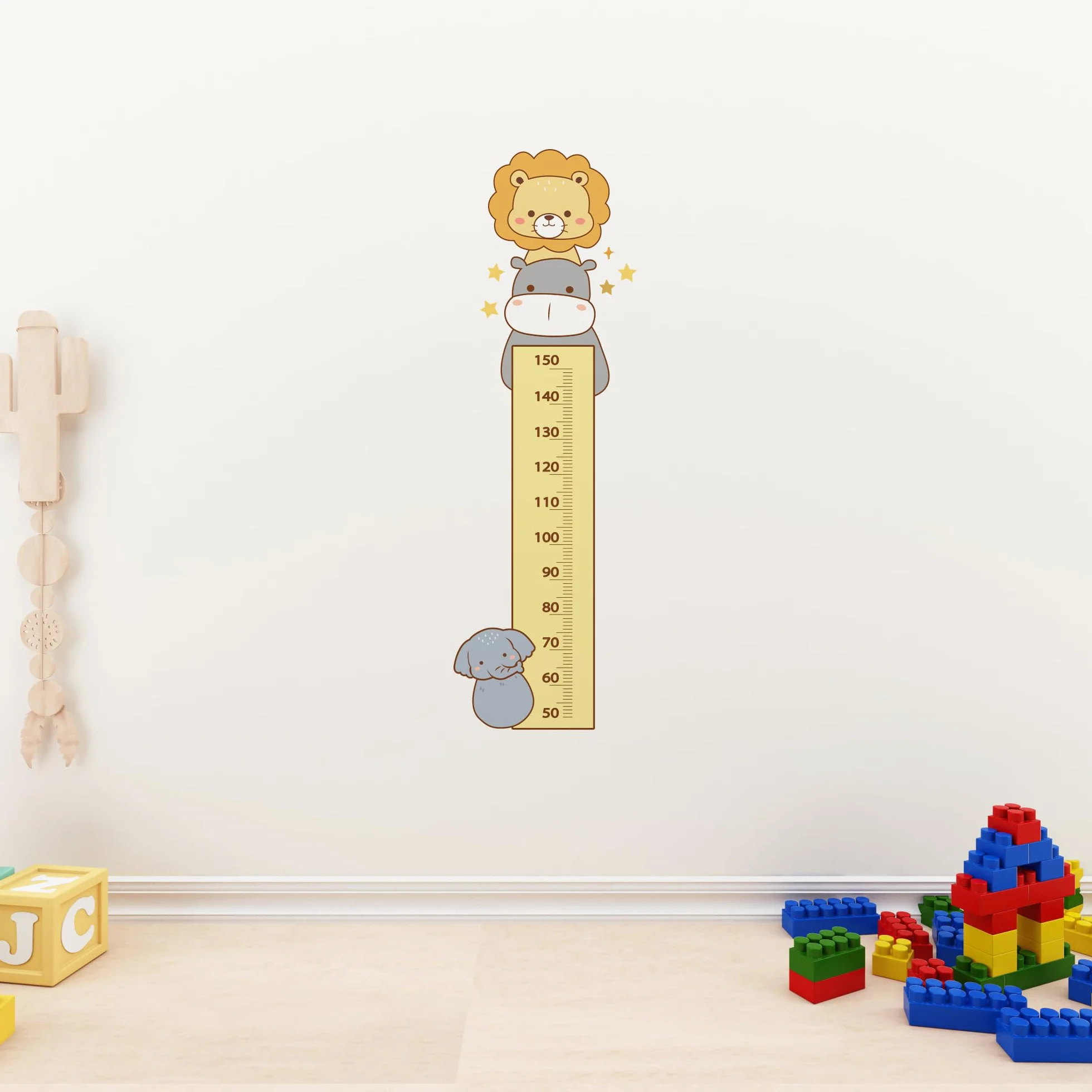 Vinilo Decorativo Medidor Infantil Pared 170x50 cm Tinta UV 4 Diseños Pegatinas Infantiles Decoración Habitación Bebé Metro Crecimiento León