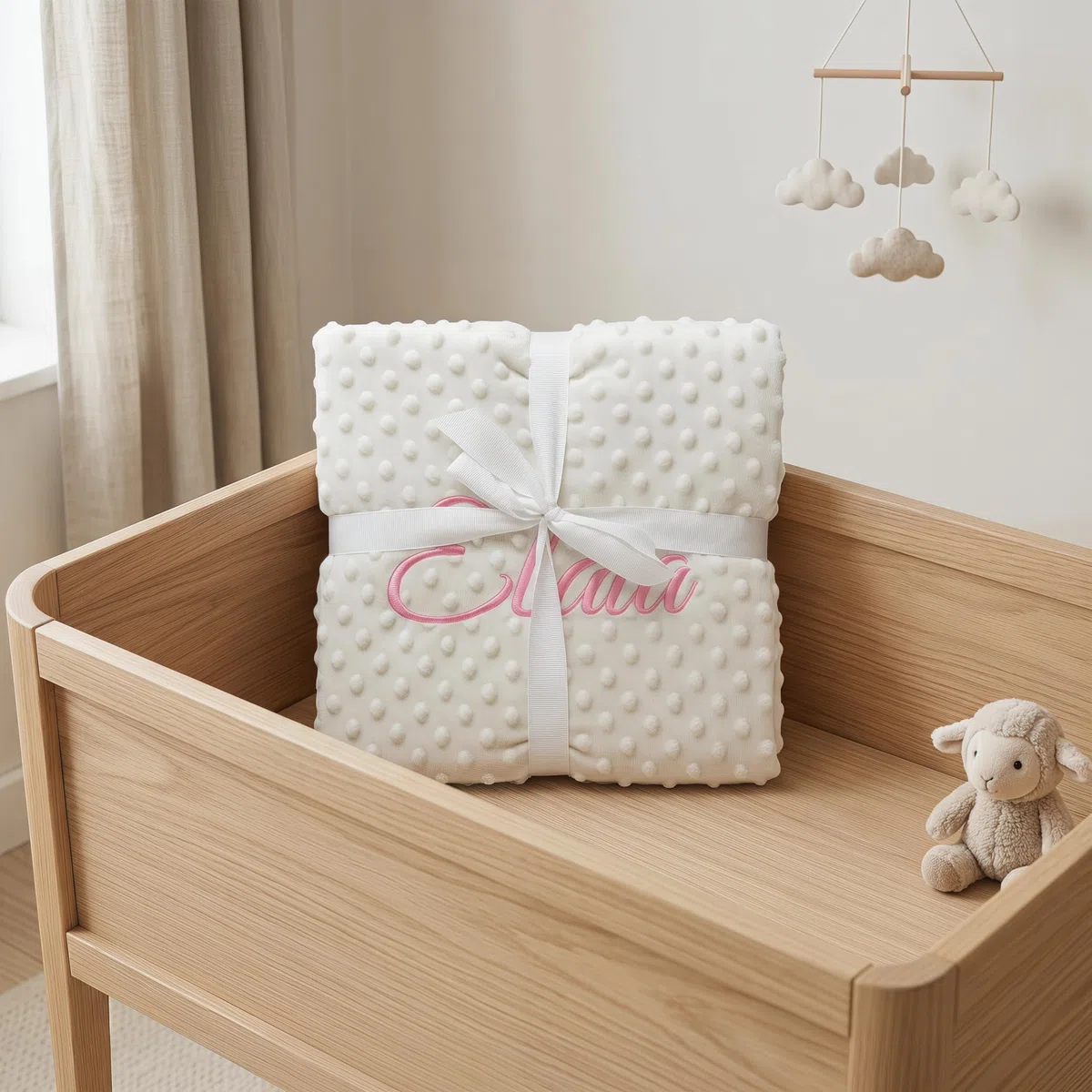 various Manta de Bebe Personalizado con su Nombre Bordado, Manta de copito (Beige)