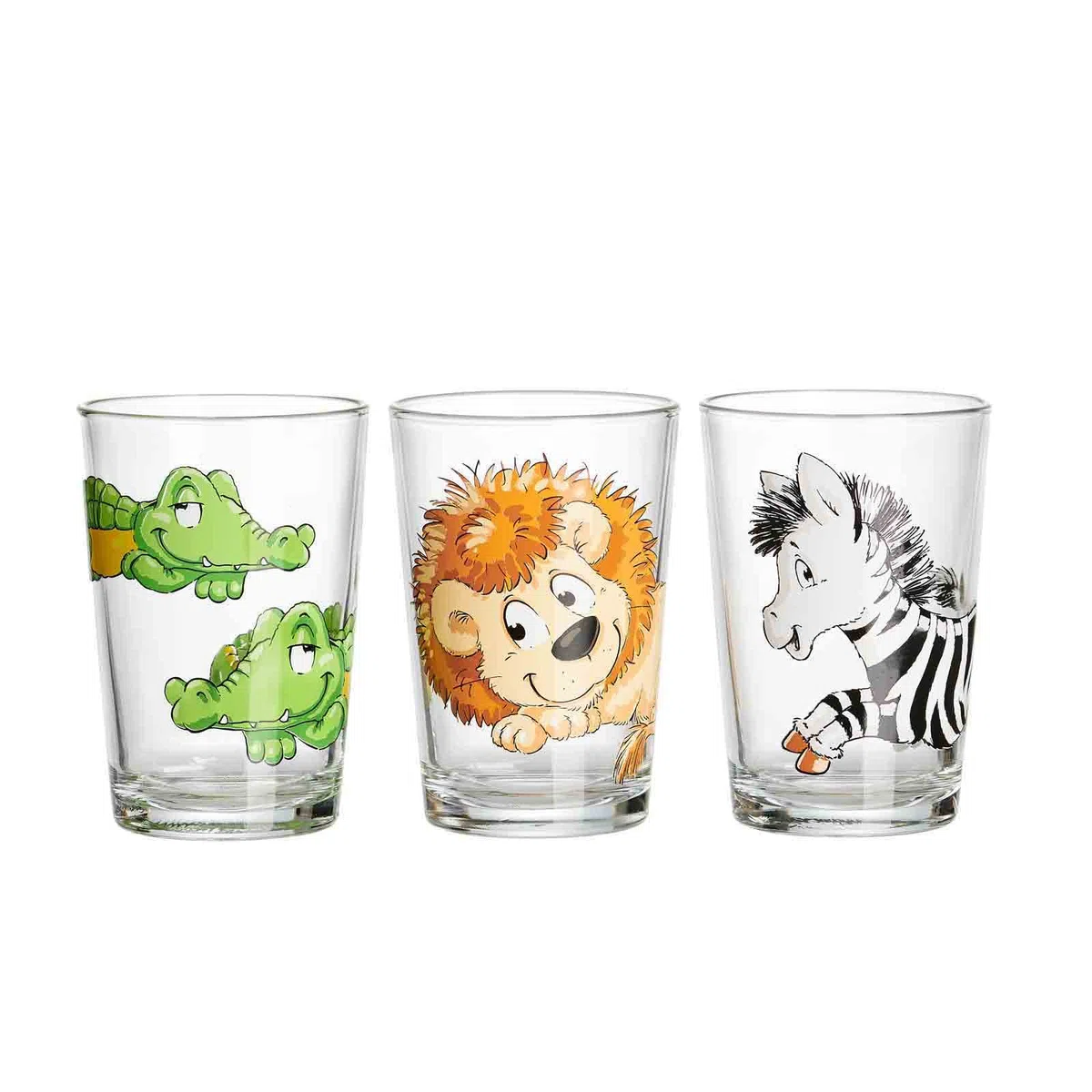 Ritzenhoff & Breker Taza infantil Happy Zoo Juego de 3, Taza de vidrio para beber 205ml