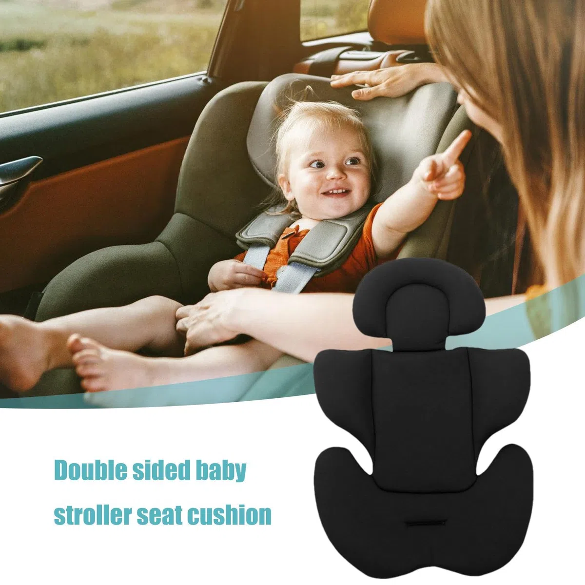 Reductor de asiento de coche de bebé, cojín de inserción de asiento de coche de bebé, almohadilla de apoyo corporal 2 en 1, reductor de asiento de bebé suave, acolchado de doble cara, para cochecitos