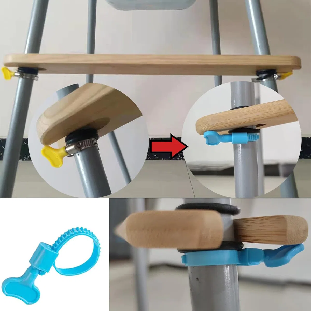 Reposapiés para Trona, Reposapiés Ajustable Antideslizante Compatible con la Trona Antilop de IKEA, Reposa Pies para Tronas de Bebe, Accesorios para Trona Bebe (Bambú)