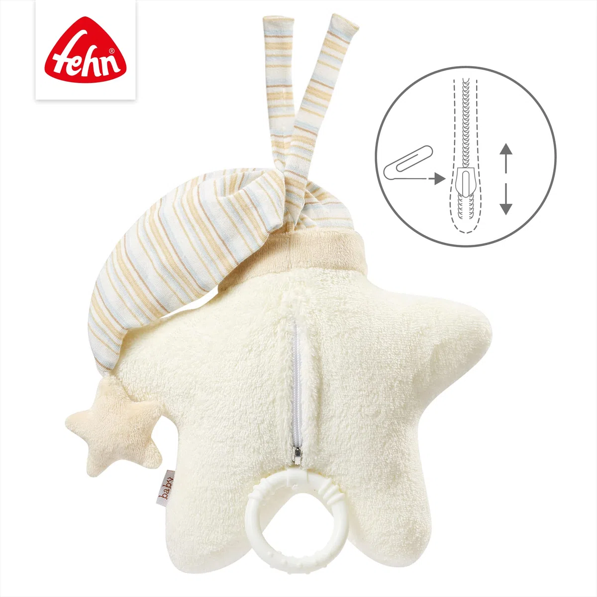 Fehn caja de música estrella - Peluche y Ayuda para Dormir: Caja con cuerda y suave melodía Sabes cuántas estrellas hay, reconforta en cualquier situación - para bebés y niños pequeños desde 0 meses