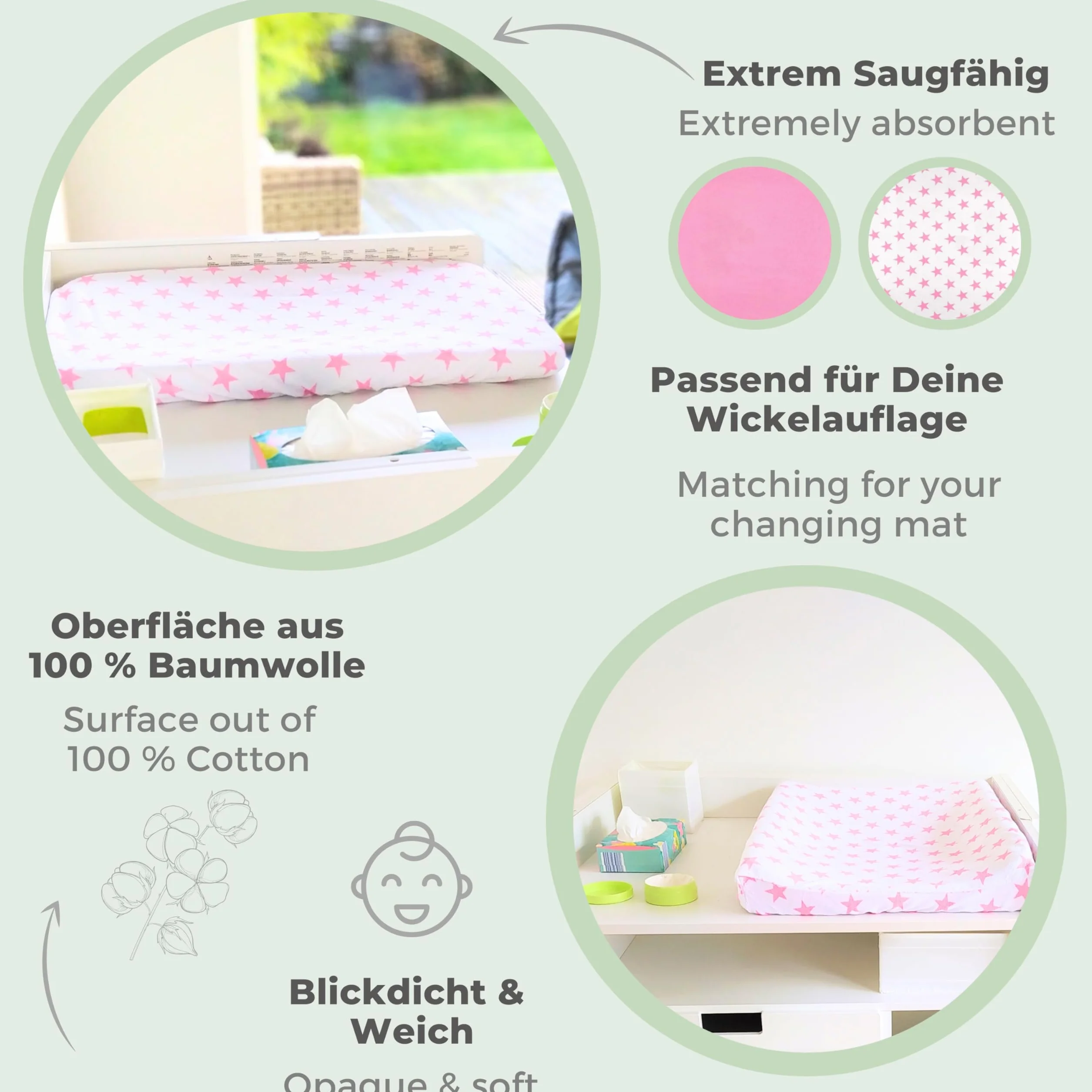 Funda cambiador bebe algodon rizo - 2 fundas para colchoneta cambiador-es bañera-s