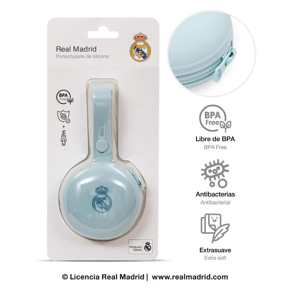 Interbaby - Portachupete de Silicona Real Madrid Azul|Apto para Microondas |Apto para Lavavajillas|Libre de BPA