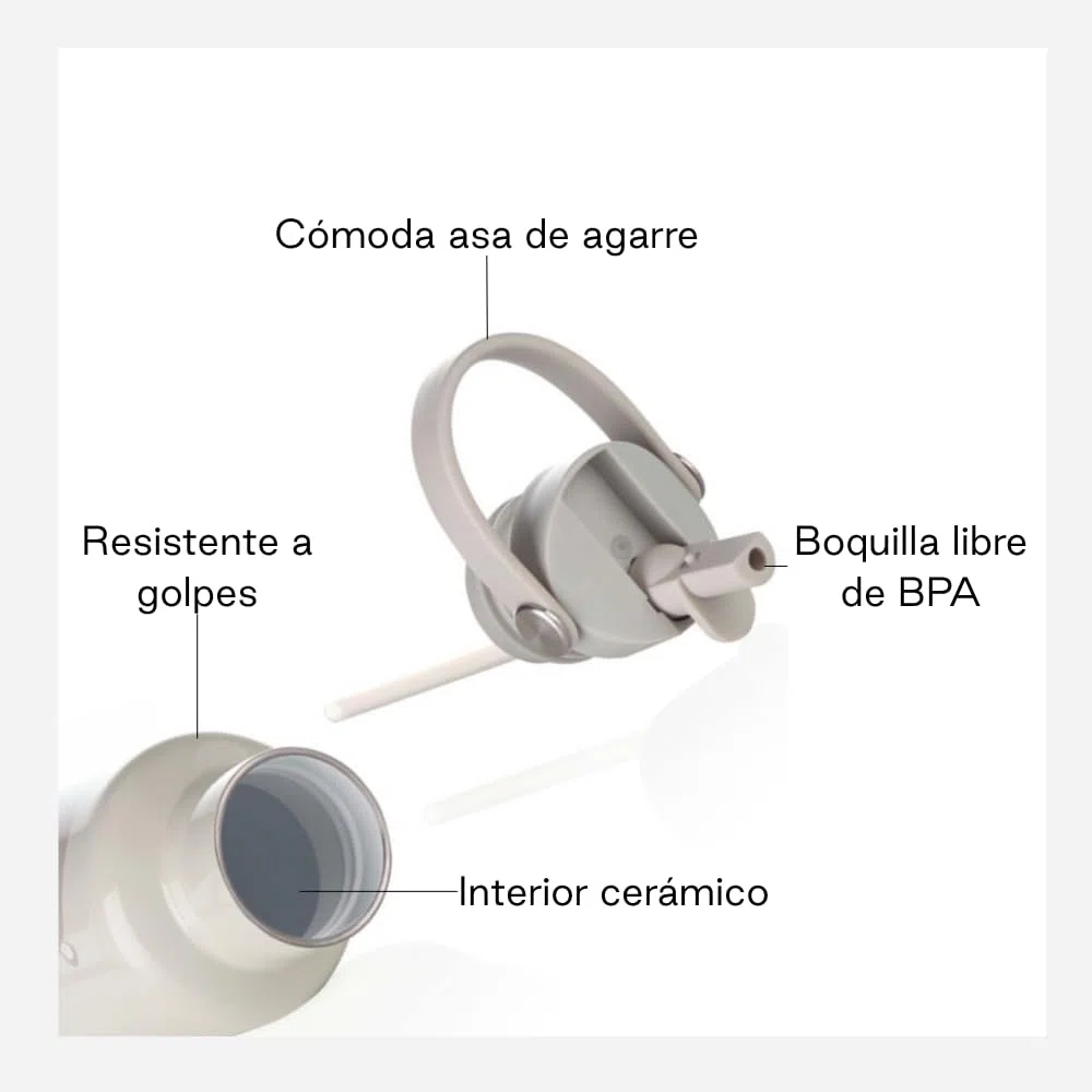 Jané Termo Acero Inoxidable 500 ml, Mantiene 24h Frío y 12h Calor, Recubrimiento Interior Cerámico, Libre BPA, Beige