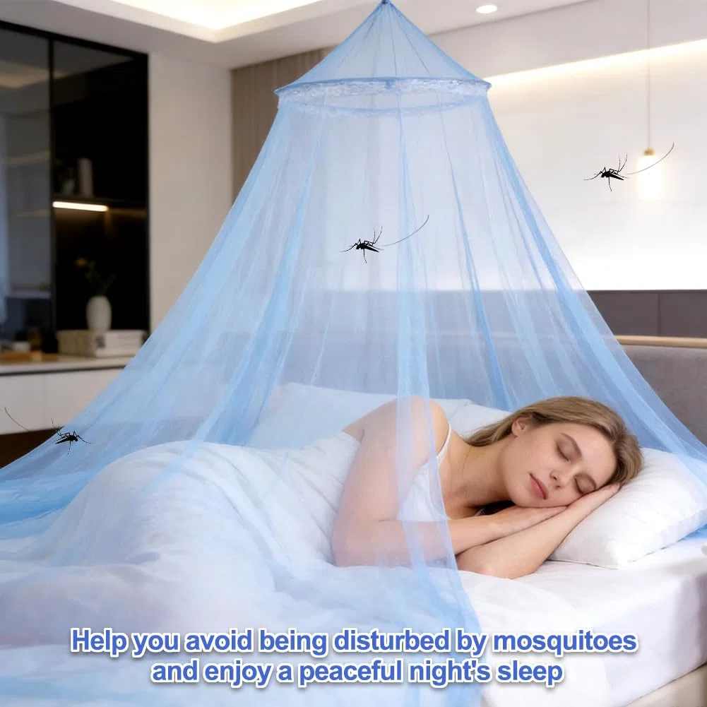 Mosquitera para Cama Doble, Universal Mosquitera para Cama con Diseño de Cúpula, Cama Portátil Mosquitose, Cama de Viaje, Mosquiteras para Hamaca en Casa, Viajes, Camping, Azul
