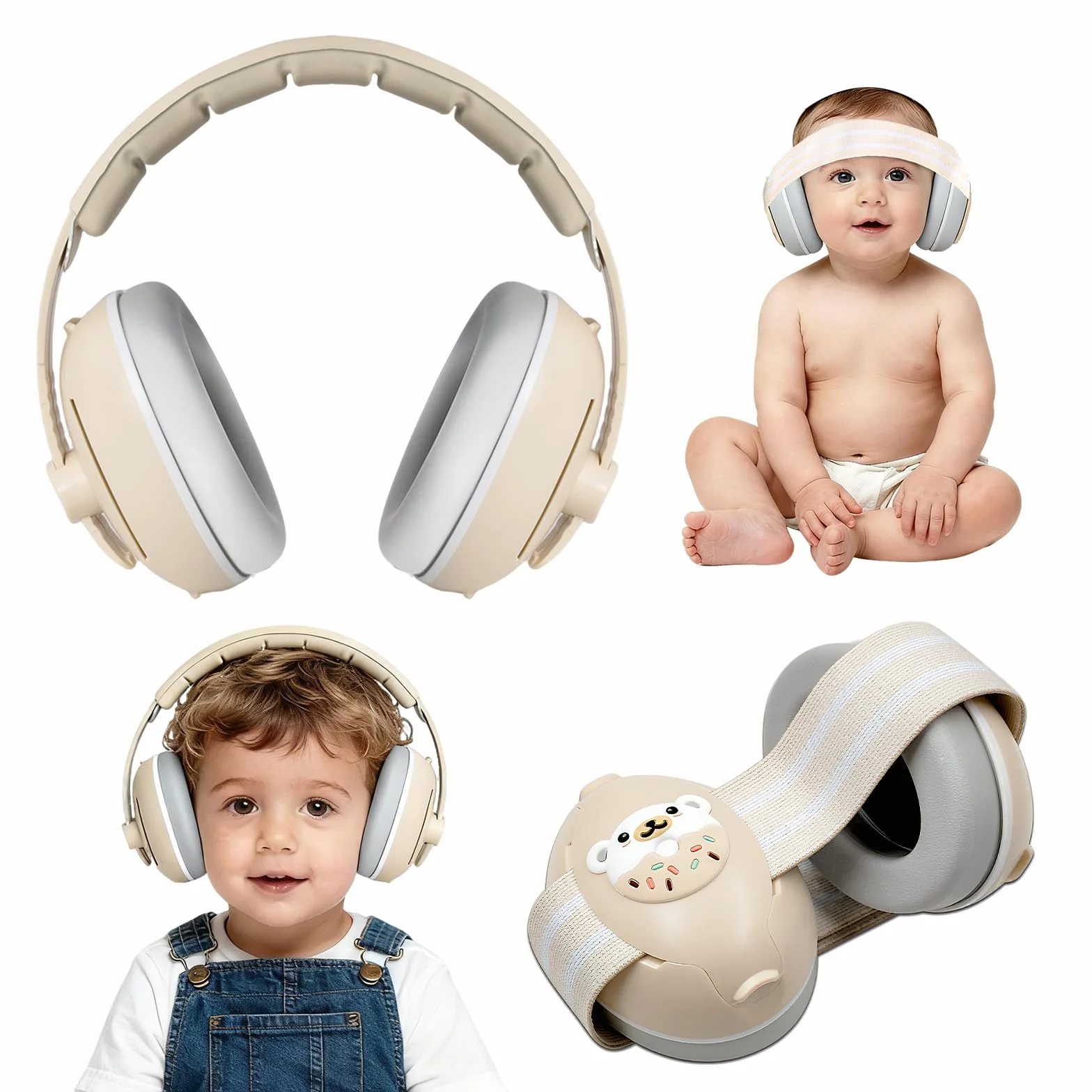 Cascos Bebe Antiruido,2 en 1 Cascos Antiruido Bebe,Ajustable Auriculares Bebe Antiruido,Protector Auditivo Bebe Diadema Suave Ideal Para Dormir, Viajes en AvióN y Fiestas