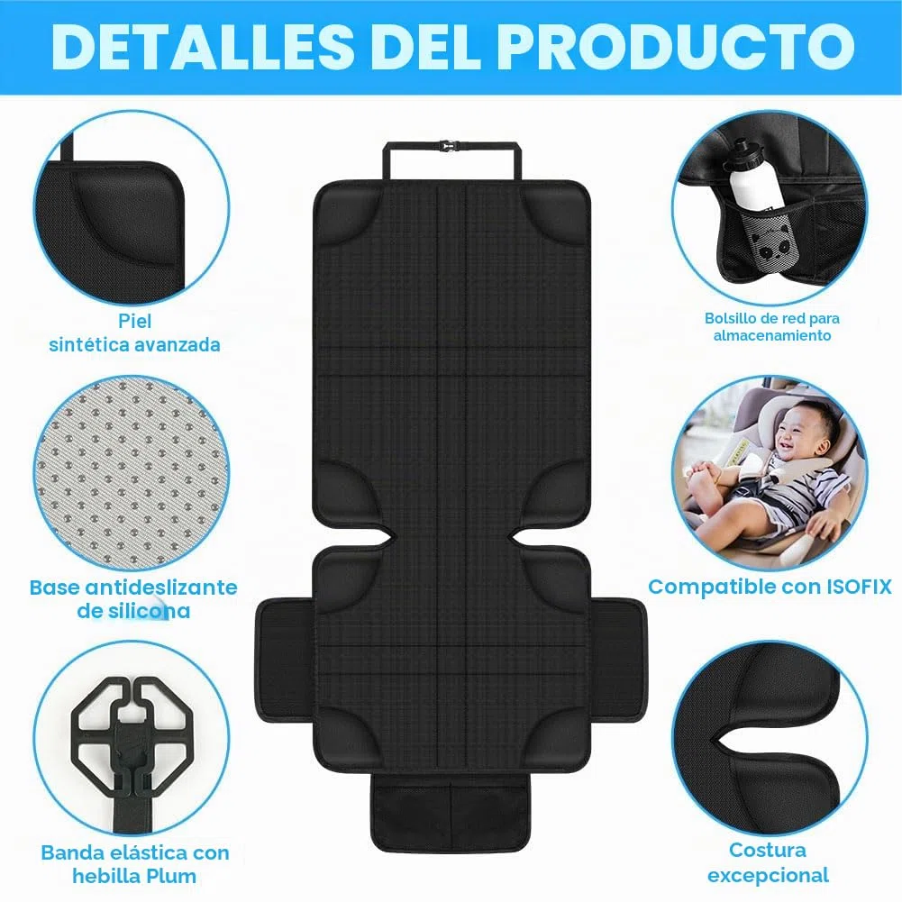 HOTUT Protector Asiento Coche, Universal Funda Coche Asiento, Antideslizante Impermeable Protector Seguro para Asiento Infantil, Compatible Isofix, con 2 Bolsillos de Almacenaje, para SUV, Sedán
