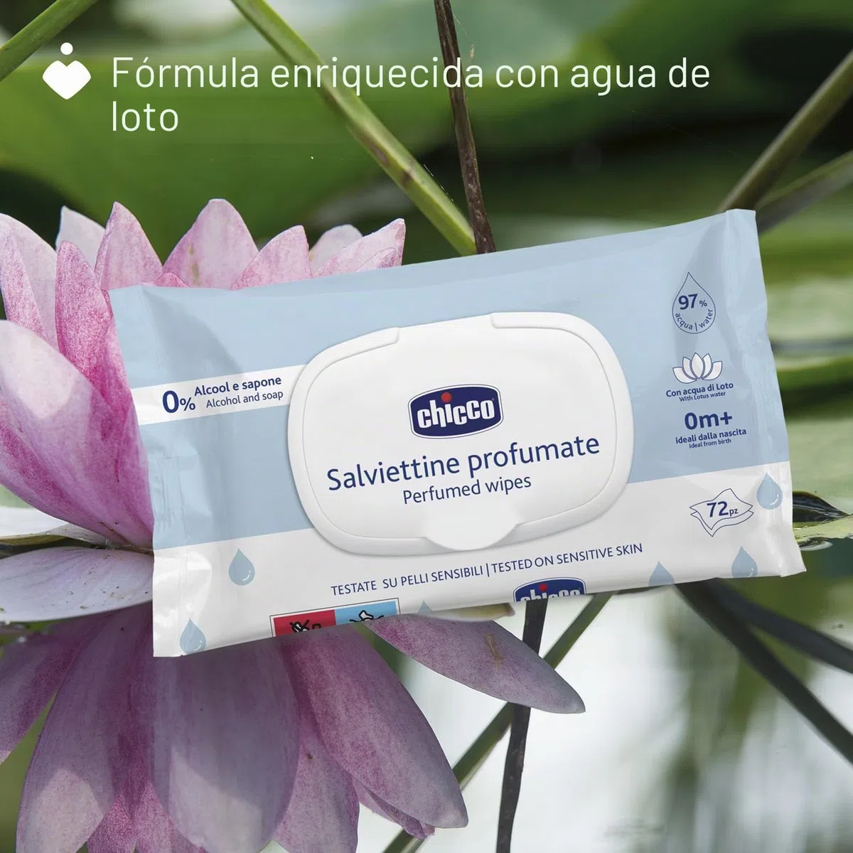 Chicco Toallitas Multiuso Para Bebés Con Clip - Sin Alcohol, Perfumadas, Adecuadas Para Pieles Sensibles - Megapack de 864 Unidades, 12 Paquetes de 72 Cada Uno