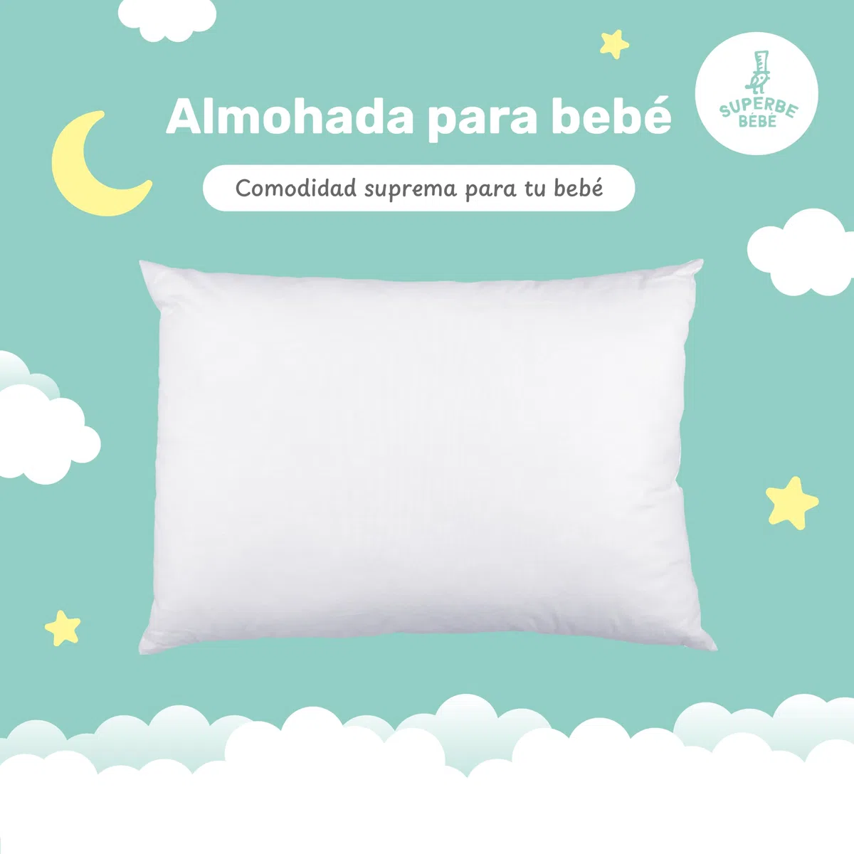 Almohada Infantil Blanca 33x45 Cm De Algodón Oeko-Tex - Almohada Cuna Bebe Y Niños- Cojin Pequeño para Bebés para Siestas En La Guardería, Escuela Y Viajes - 1 Año 2 Años