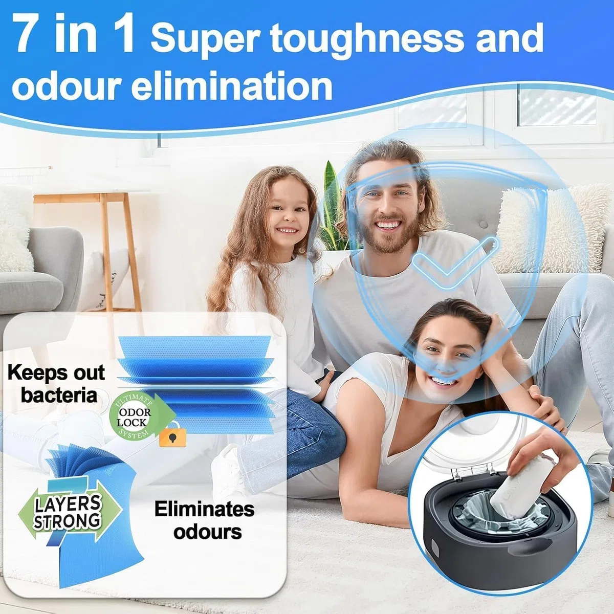 Recambios compatible con todos contenedores de pañales -9 PCS espesadas para Tommee Tippee & Foppapedretti &Litter Locker II & LitterLocker Fashion &Angelcare Dress Up XL (Sin fragancia)