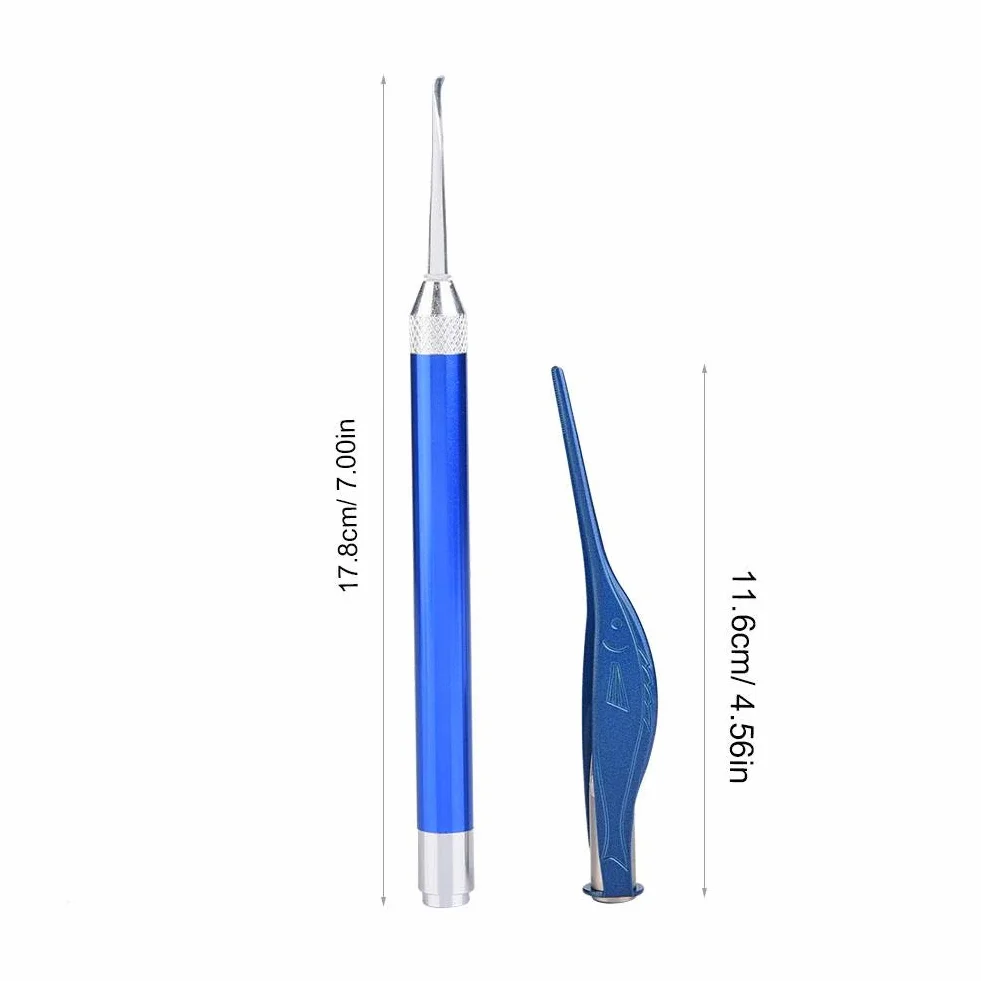 Fdit Socialme-EU Retirada de Cera Retirada de Acero Inoxidable Pinza Luminosa Selección de Orejas para Bebé Niño Juego de Limpieza de Orejas(Azul)