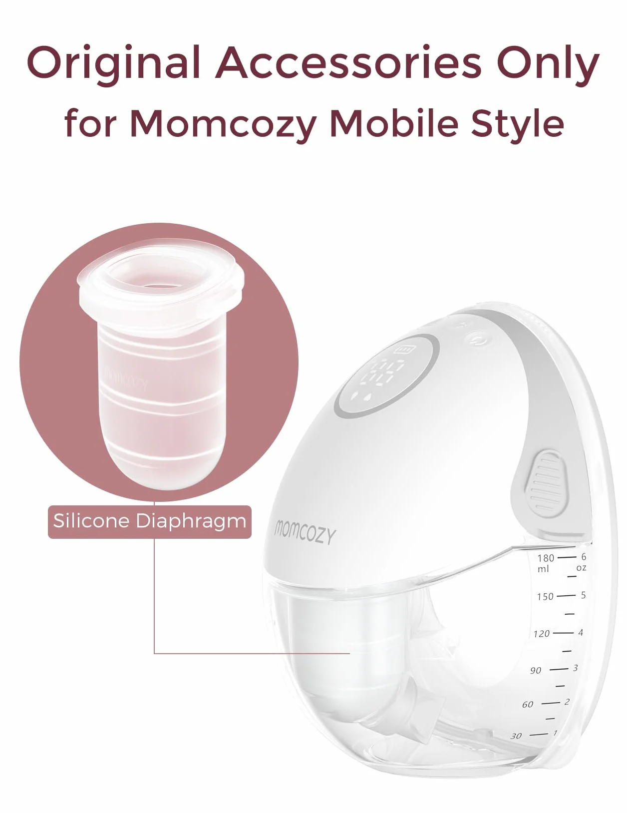 Momcozy Mobile Style | M6 Diafragma, Accesorios de Repuesto Originales para el Extractor de Leche Mobile Style | M6, 2 Piezas