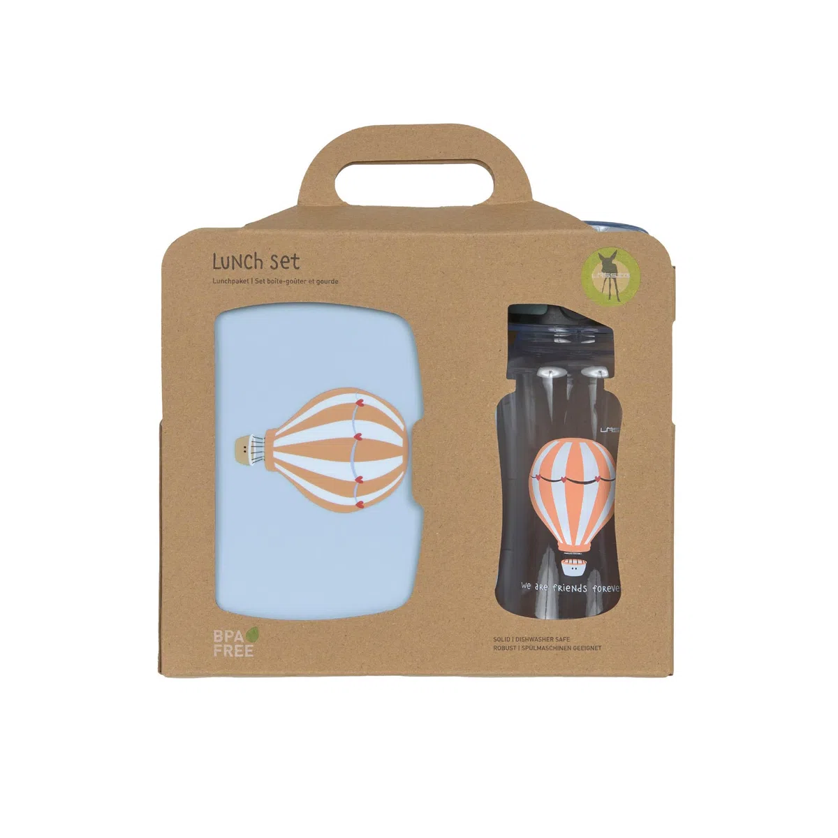 Lässig Set de fiambrera y botella para beber - Set de almuerzo con fiambrera y botella para beber (460 ml)/Tiny Drivers Balloon