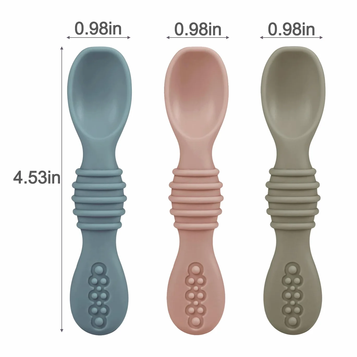PandaEar Platos de Succión para Bebés, Juego de 3 Platos y Cucharas de Silicona para Bebés, Niños Pequeños e Infantes, Plato Dividido con Succión para Niños Pequeños (Azul/Roja/Marrón)